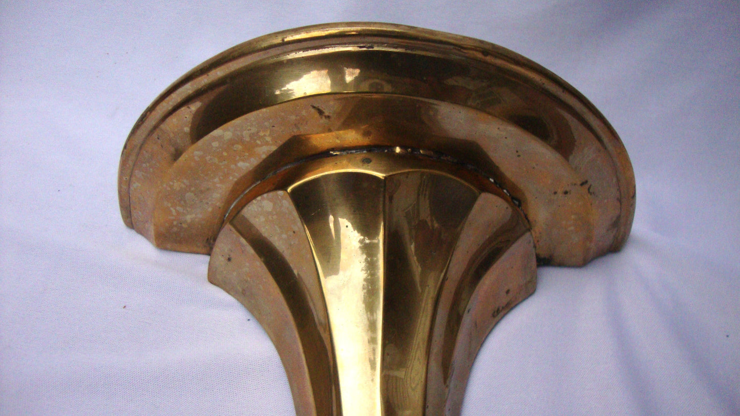 Hollywood Regency Deco Brass Sconce Shelves