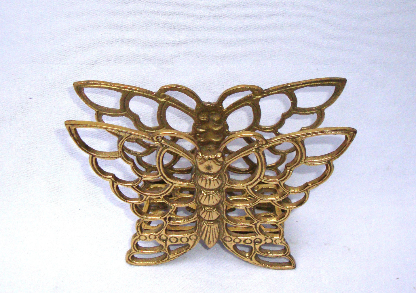 Vintage Brass Butterfly Napkin Holder Sculpture