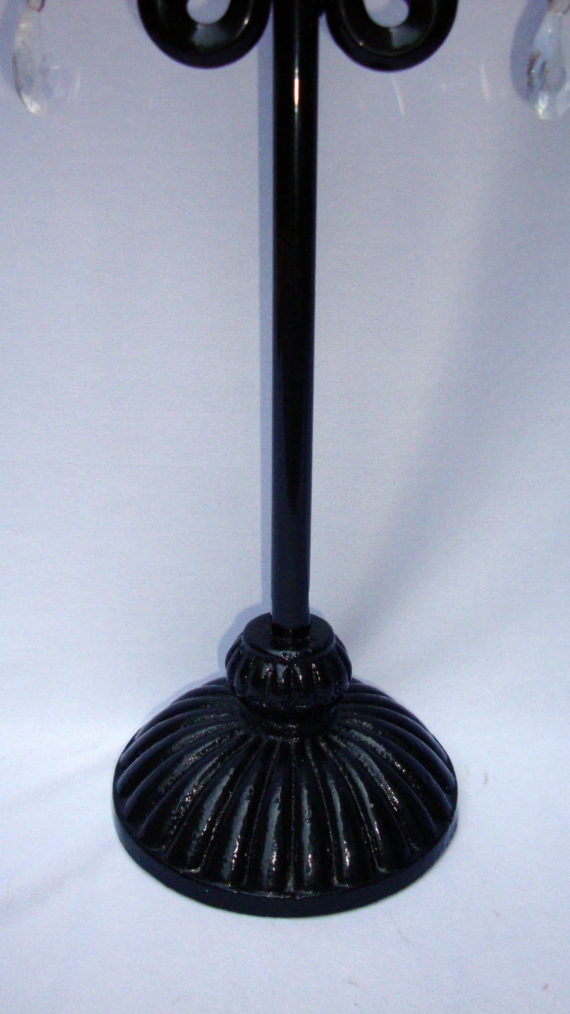 [SOLD] Large Gothic Deco Black Metal Crystal Candleabra