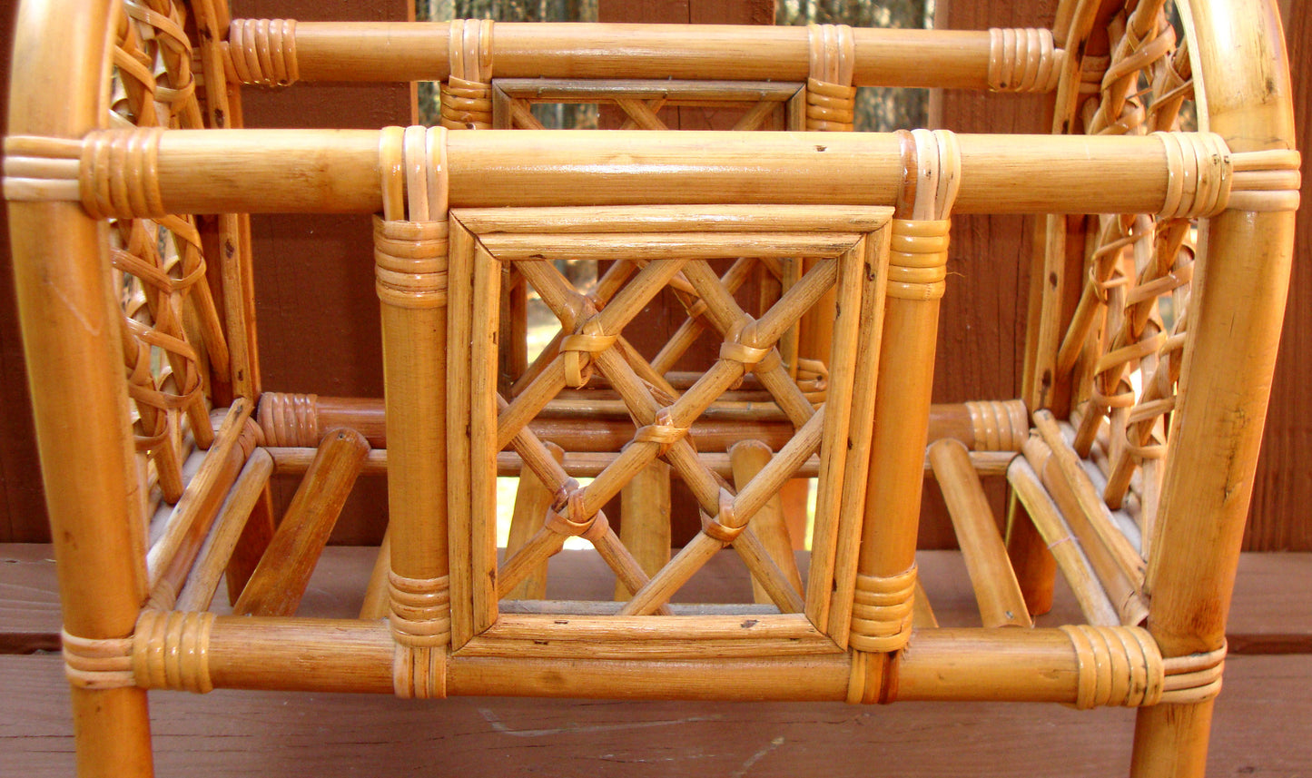 [SOLD] Mid-Century Bamboo Bentwood Rattan Magazine Rack