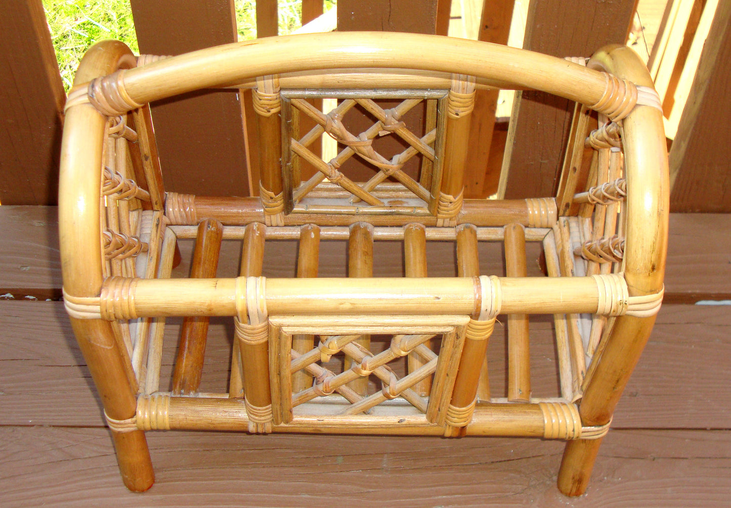 [SOLD] Mid-Century Bamboo Bentwood Rattan Magazine Rack