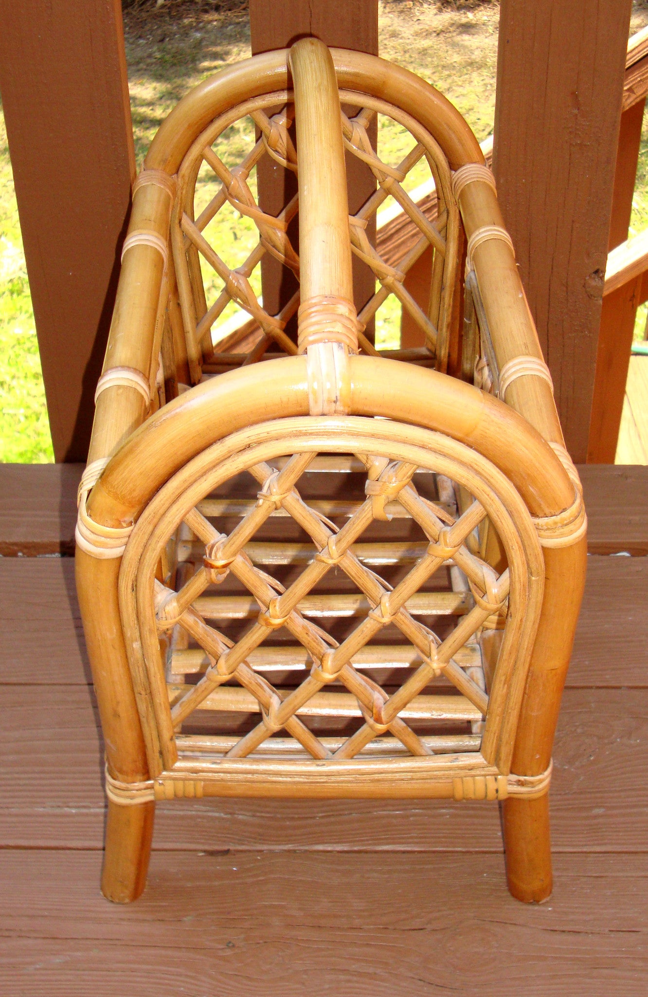 [SOLD] Mid-Century Bamboo Bentwood Rattan Magazine Rack