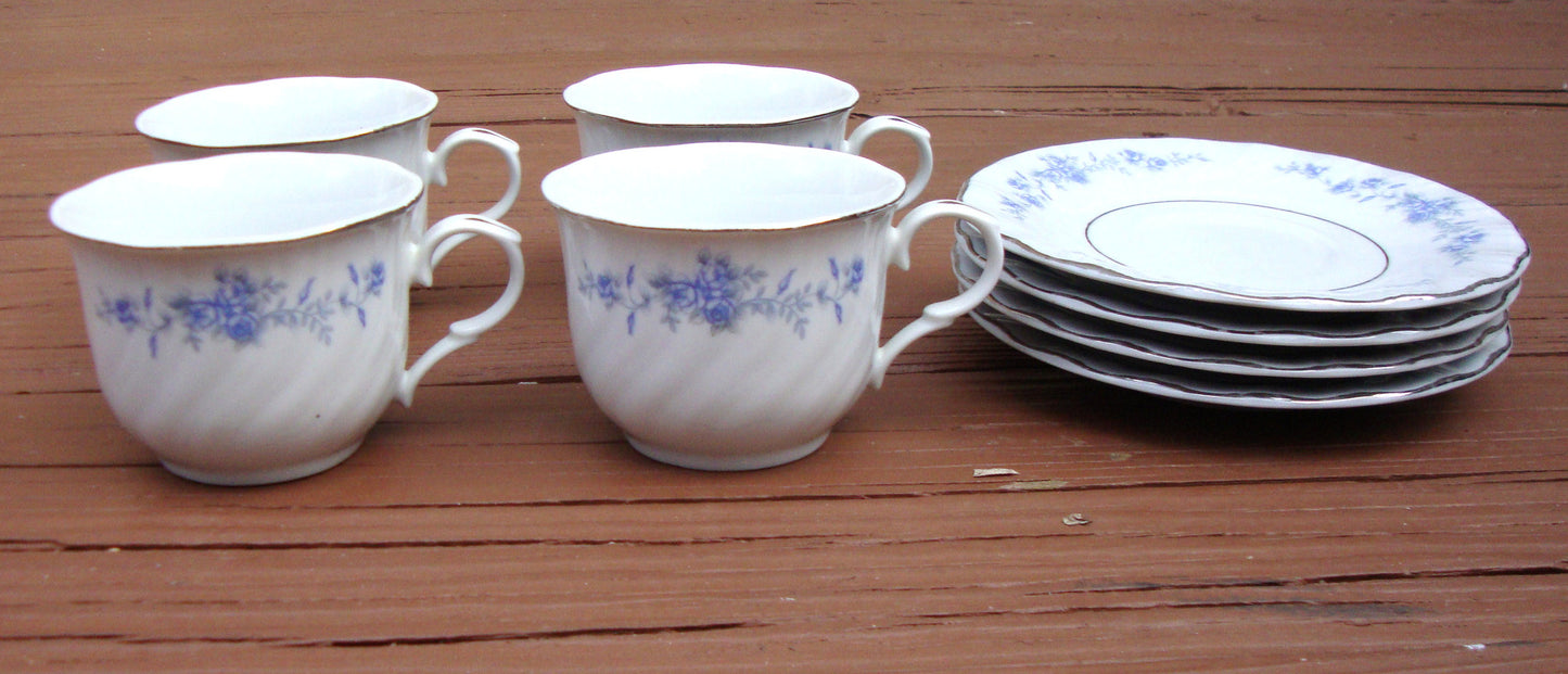 Floral Silver Purple Green Tea Coffee Set - 8 Abby Essie