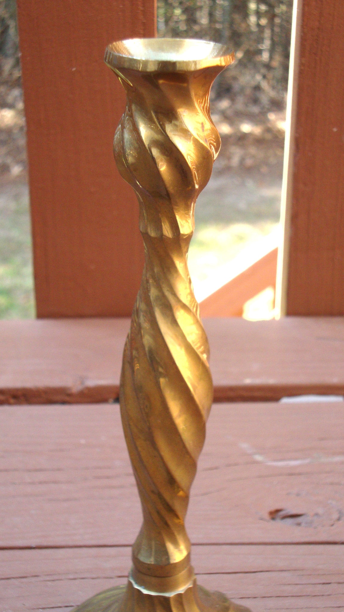 [SOLD] Brass Barley Twist Arts & Crafts Candlesticks