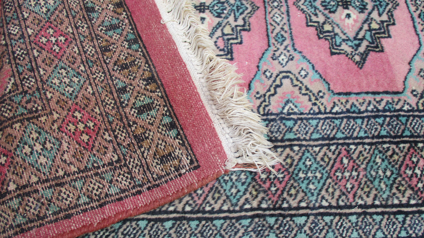Persian Pink Tribal Balouch Geometric Runner Rug Carpet Oushak