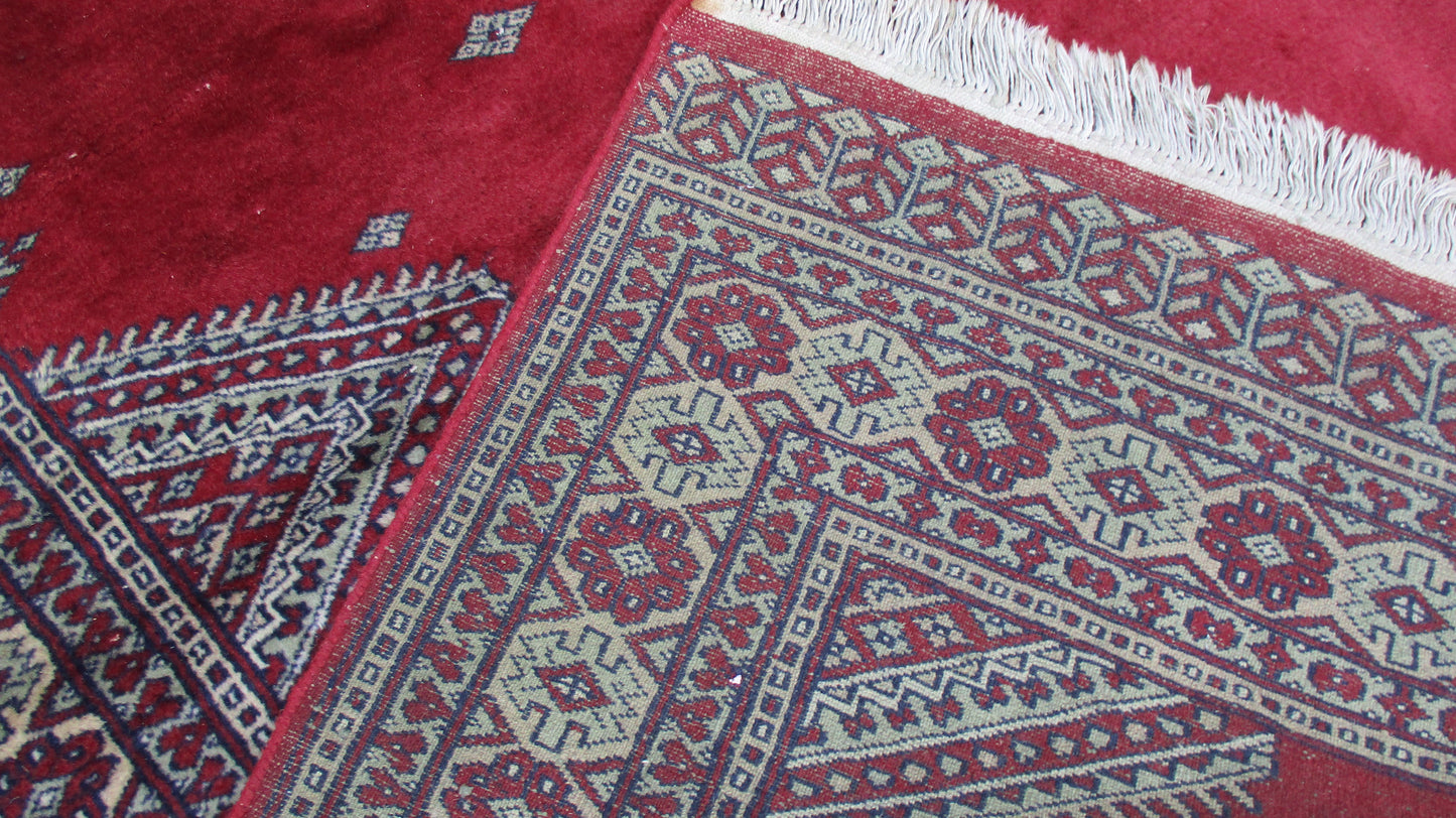[SOLD] Persian Hand Knotted Burgundy Red Tan Balouch Wool Rug