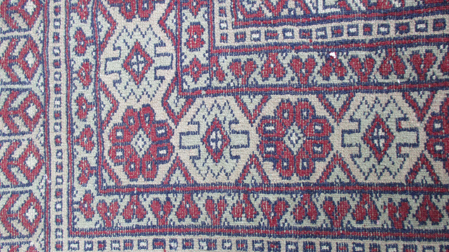 [SOLD] Persian Hand Knotted Burgundy Red Tan Balouch Wool Rug