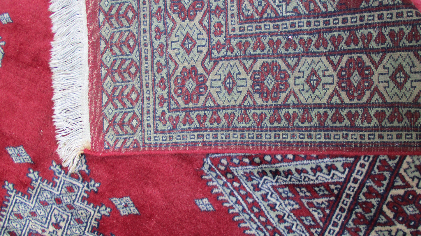 [SOLD] Persian Hand Knotted Burgundy Red Tan Balouch Wool Rug