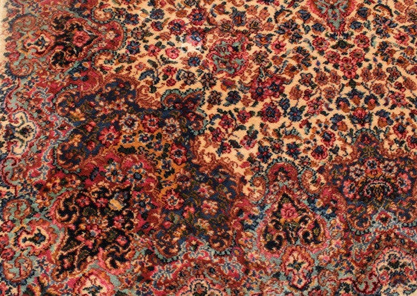 [SOLD] Antique Vintage Karastan Kirman Floral Wool Area Rug Carpet 1940s