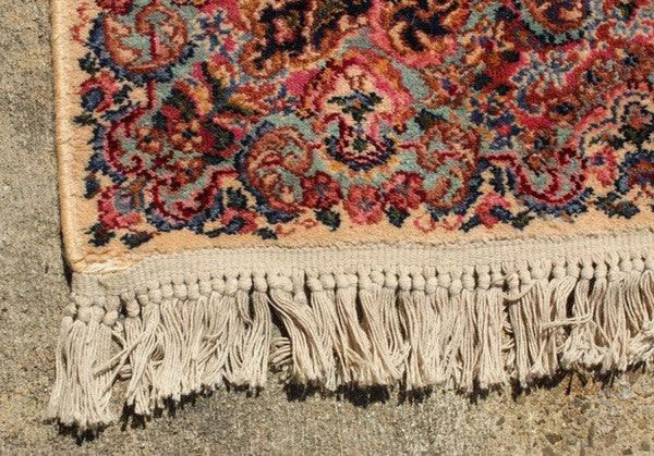 [SOLD] Antique Vintage Karastan Kirman Floral Wool Area Rug Carpet 1940s