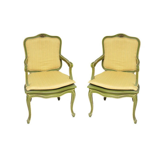 Antique French Louis Fauteuils Chairs - Pair