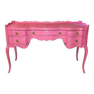 [SOLD] Suga Lane Hollywood Regency French Hot Pink Gold Desk