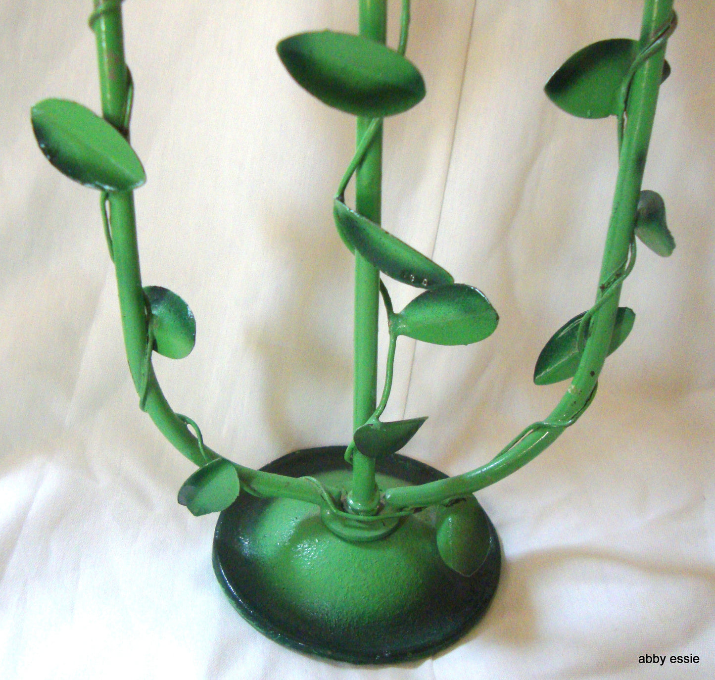 MID CENTURY MODERN JERE VINTAGE METAL SCULPTURE FLORAL RED ROSE CANDLE HOLDER CA Abby Essie