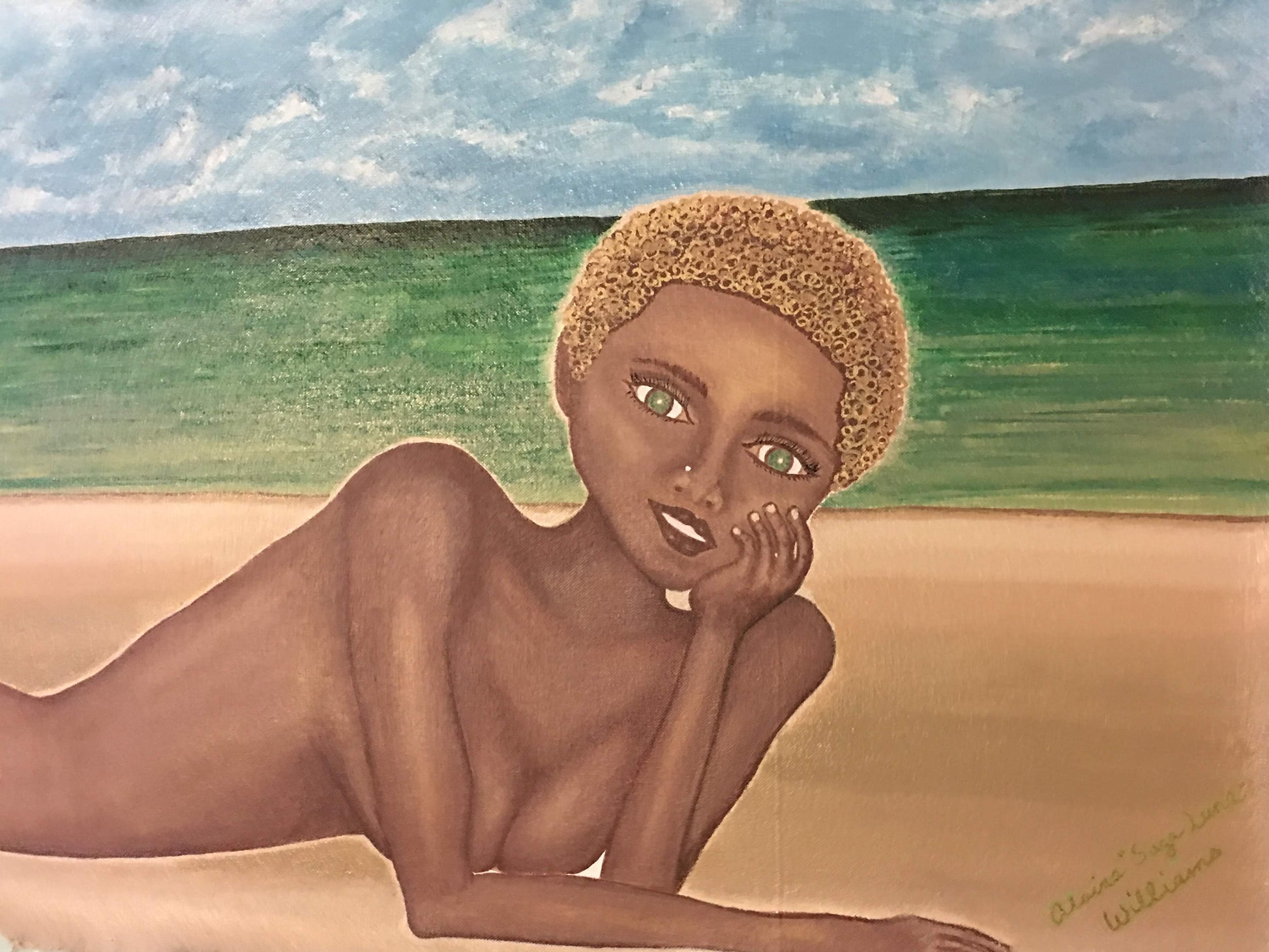 Beach Babe No. 1 “Emerald” Acrylic Painting by Alaina Suga Lane Williams ABBY ESSIE