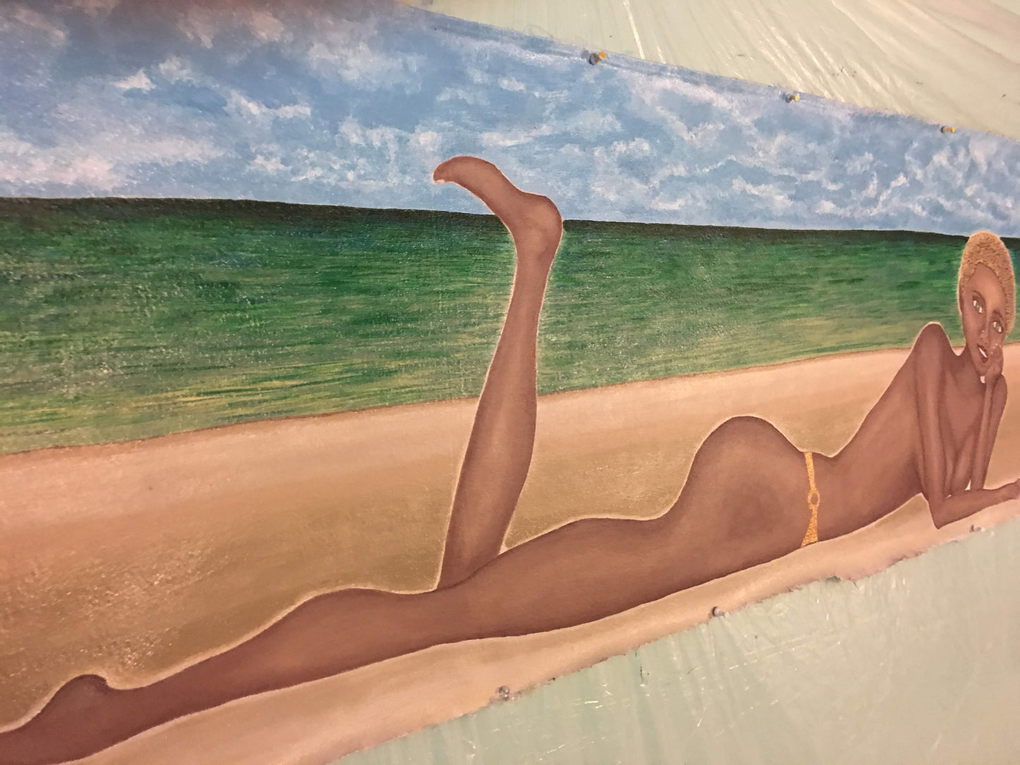 Beach Babe No. 1 “Emerald” Acrylic Painting by Alaina Suga Lane Williams