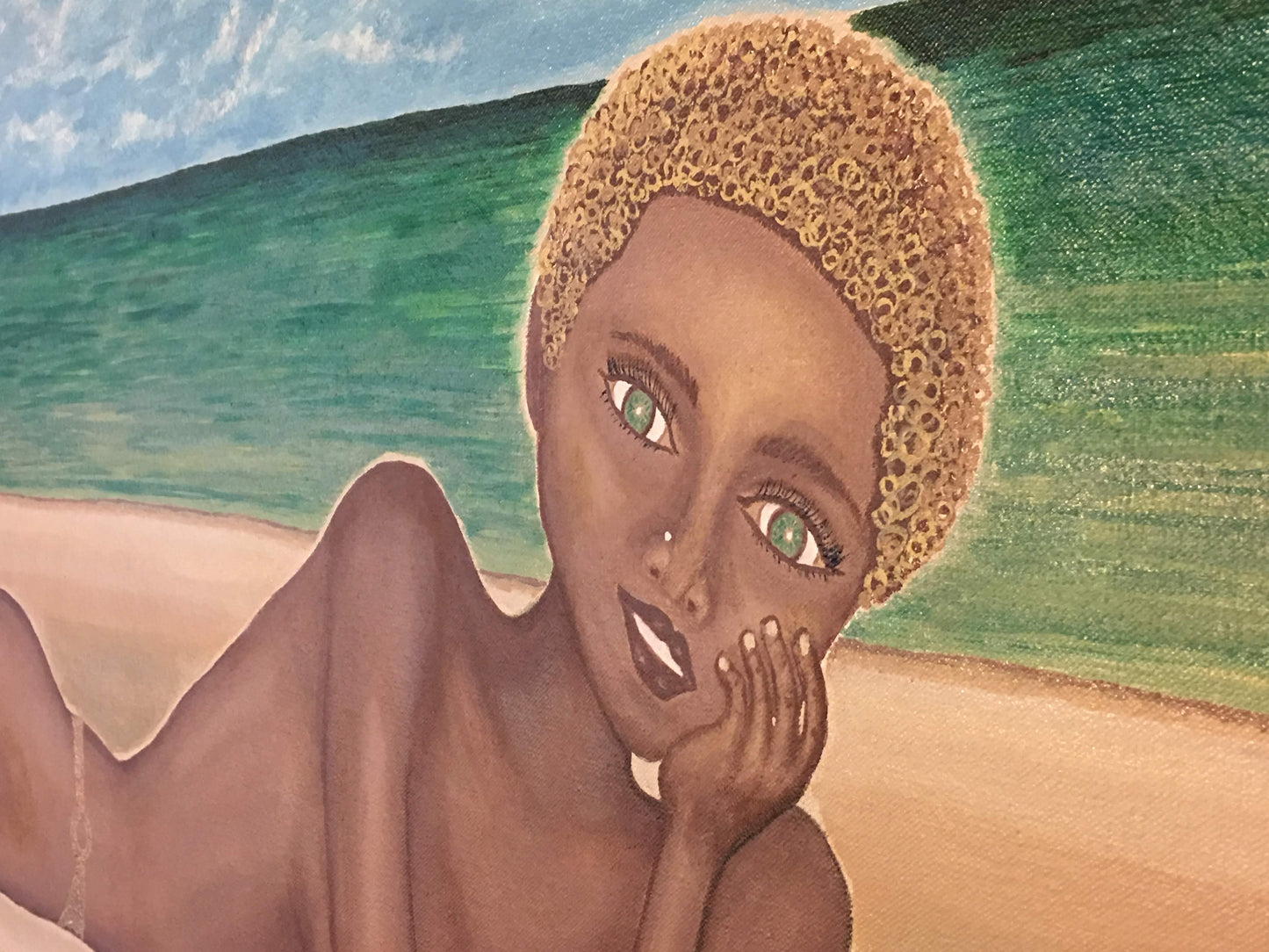 Beach Babe No. 1 “Emerald” Acrylic Painting by Alaina Suga Lane Williams