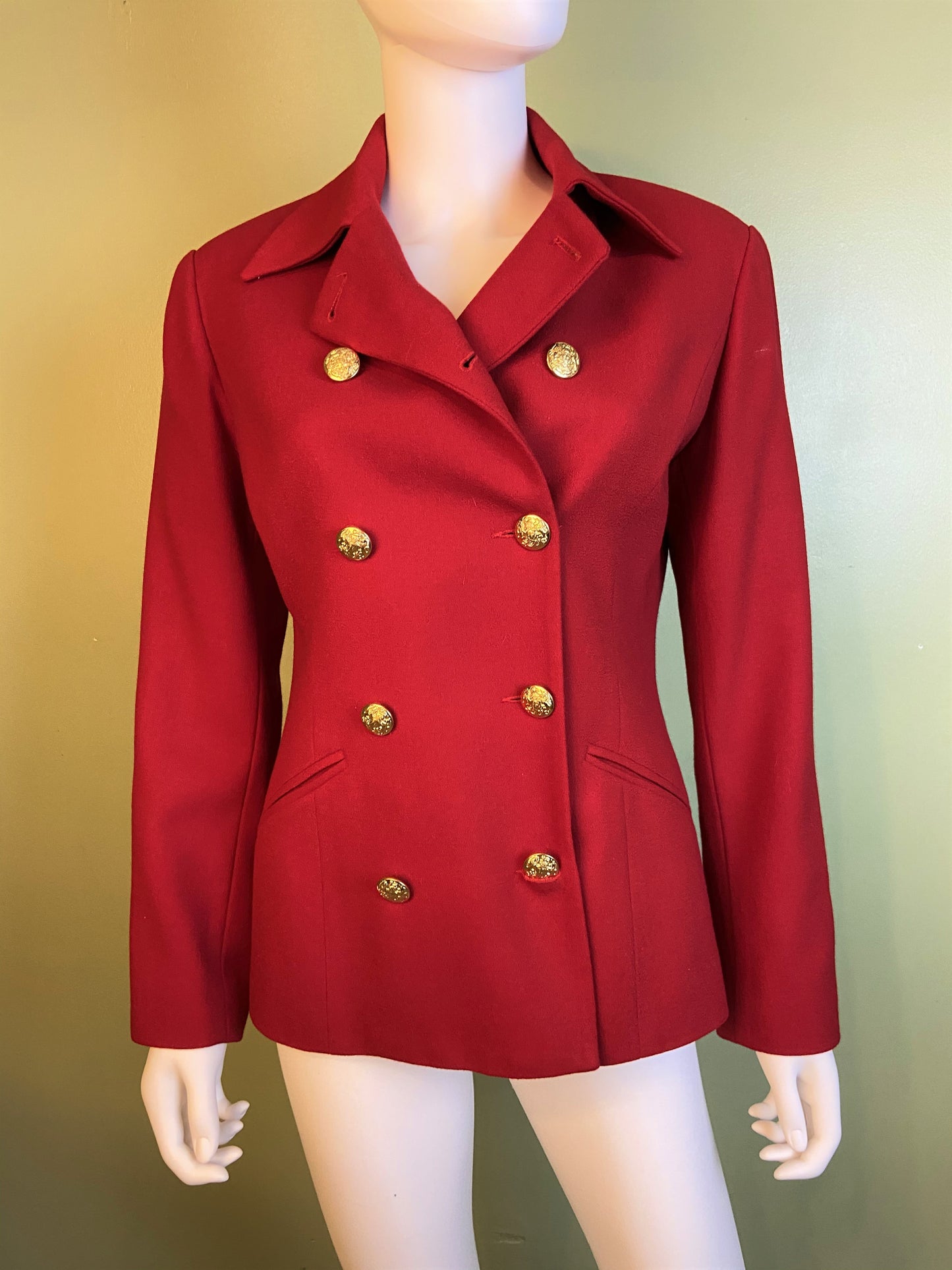 Red Wool Double Breasted Blazer