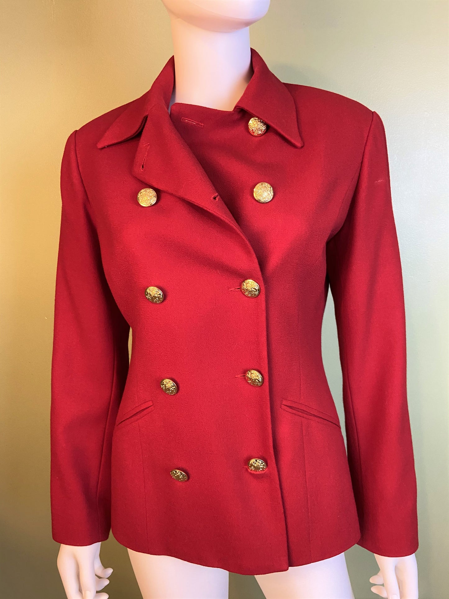 Red Wool Double Breasted Blazer