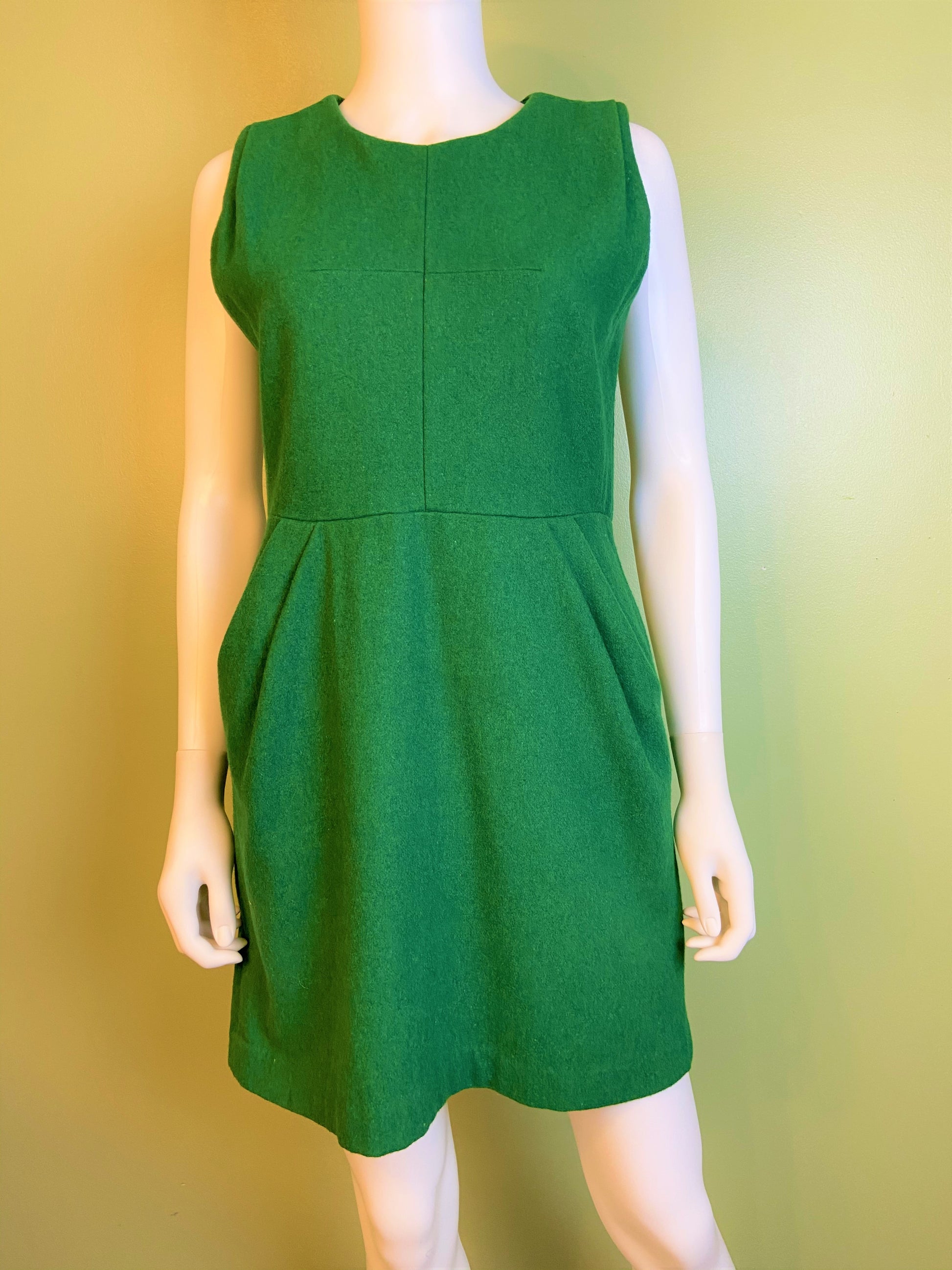 Voll Green Wool Fitted Sheath Mini Dress Abby Essie