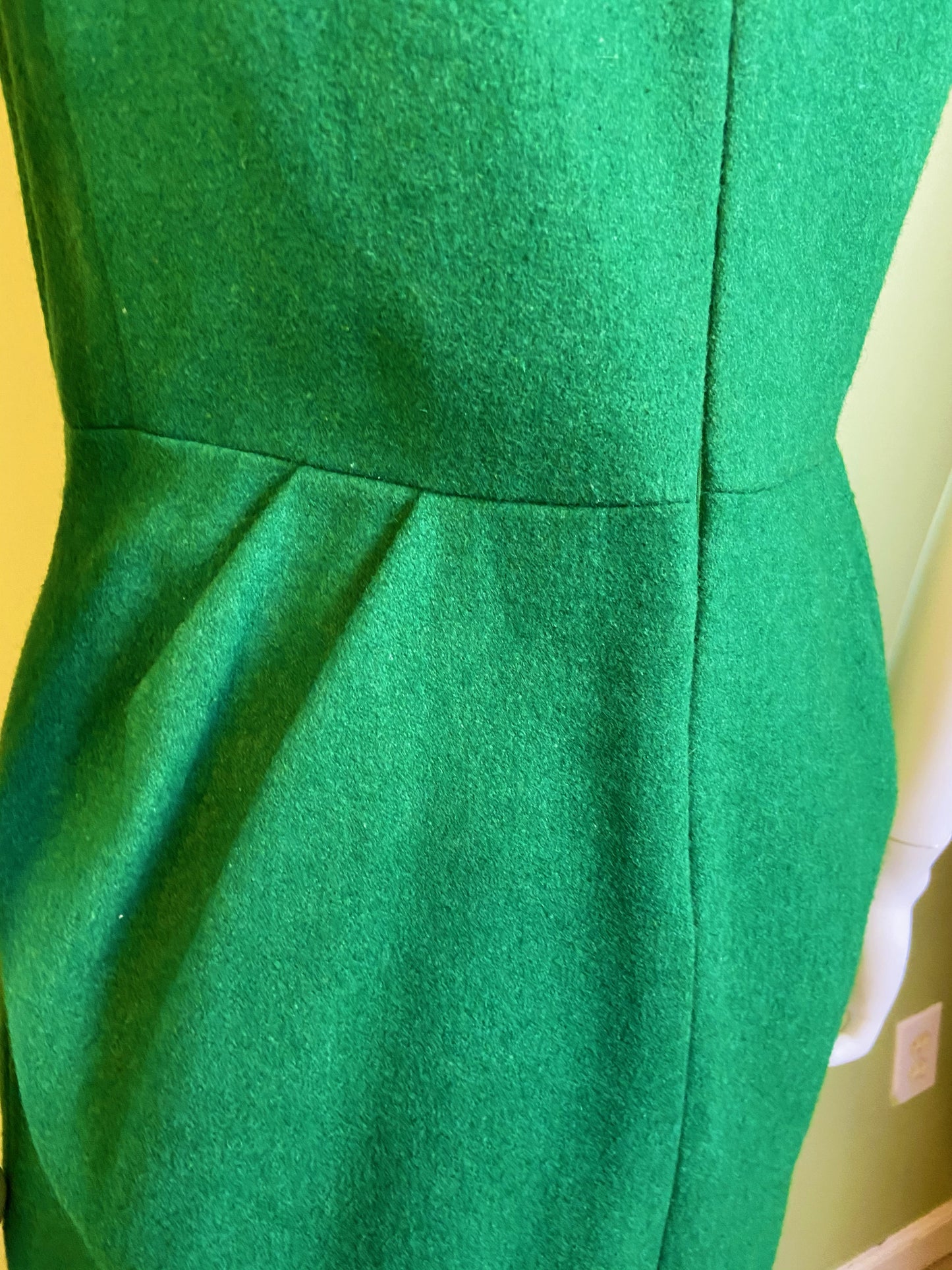 Voll Green Wool Fitted Sheath Mini Dress
