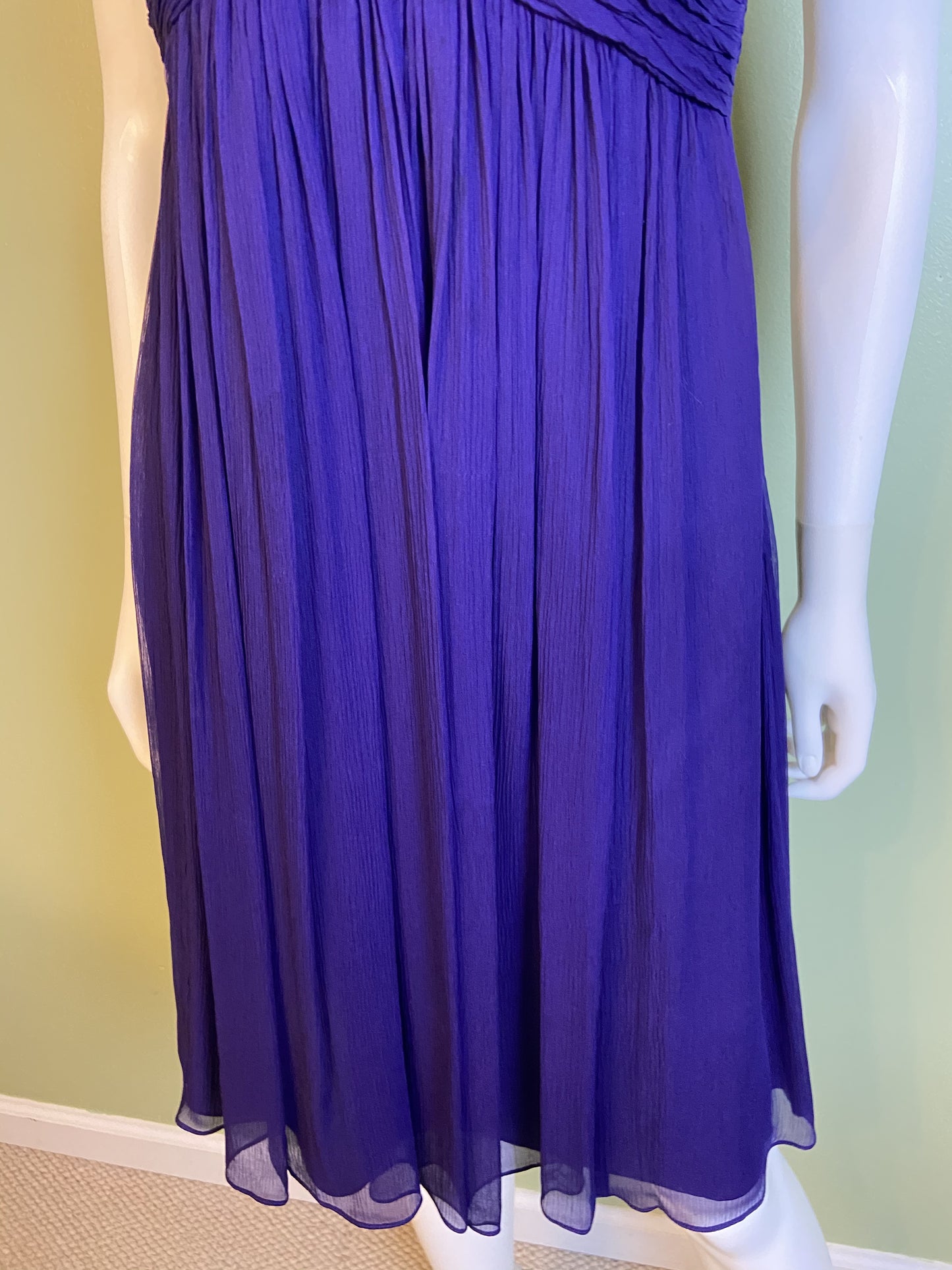 Maggy London Purple Silk Pleated Asymetrical Dress