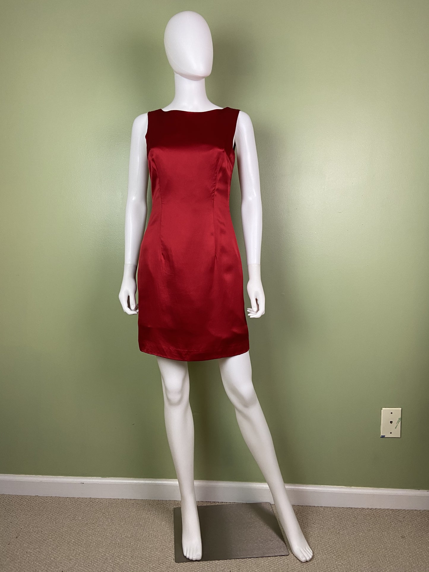 Vintage Red Silk Fitted Sheath Dress