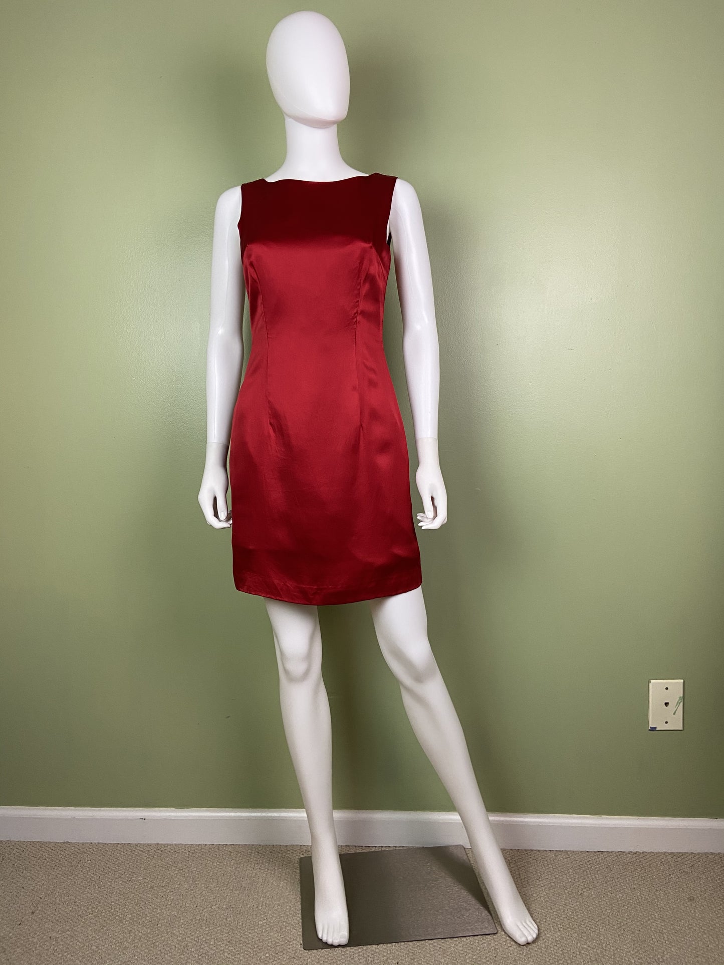 Vintage Red Silk Fitted Sheath Dress