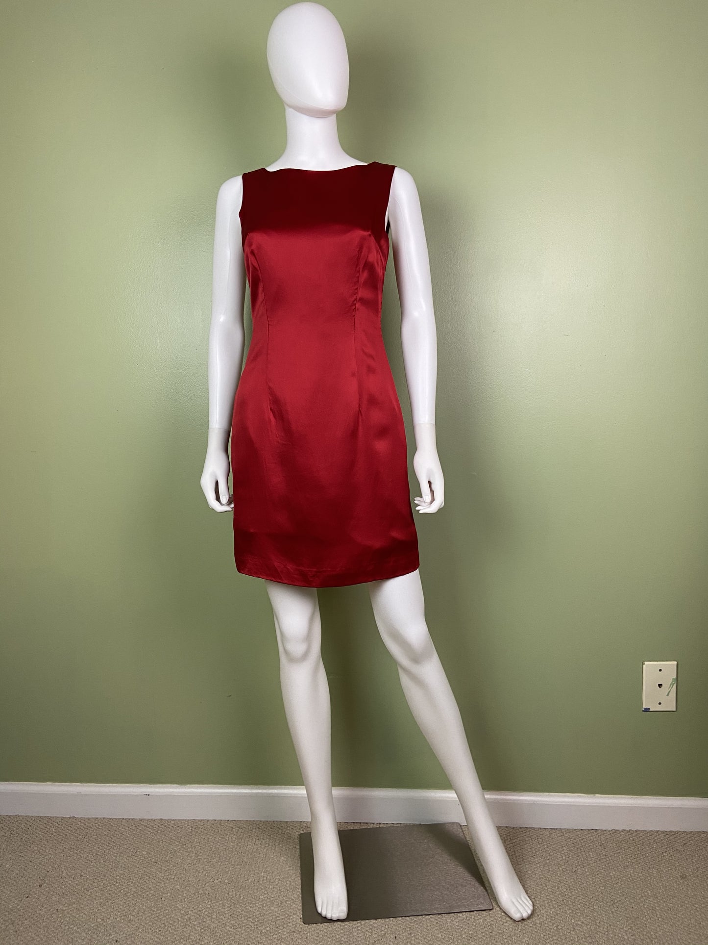 Vintage Red Silk Fitted Sheath Dress