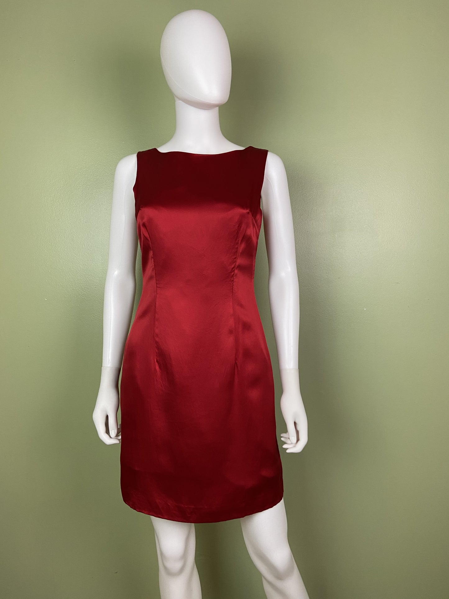 Vintage Red Silk Fitted Sheath Dress