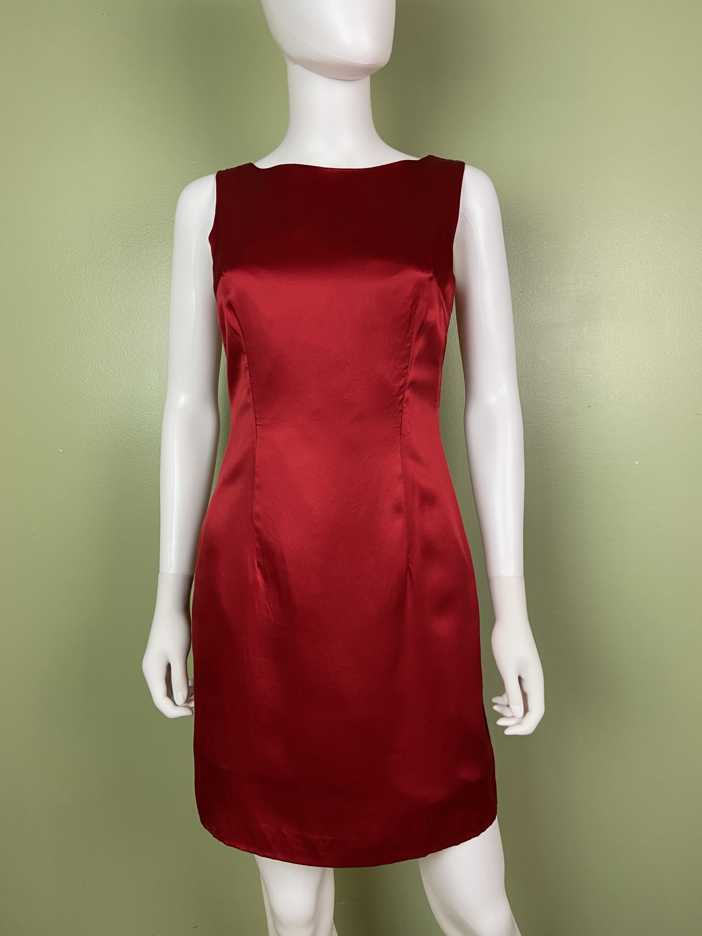 Vintage Red Silk Fitted Sheath Dress
