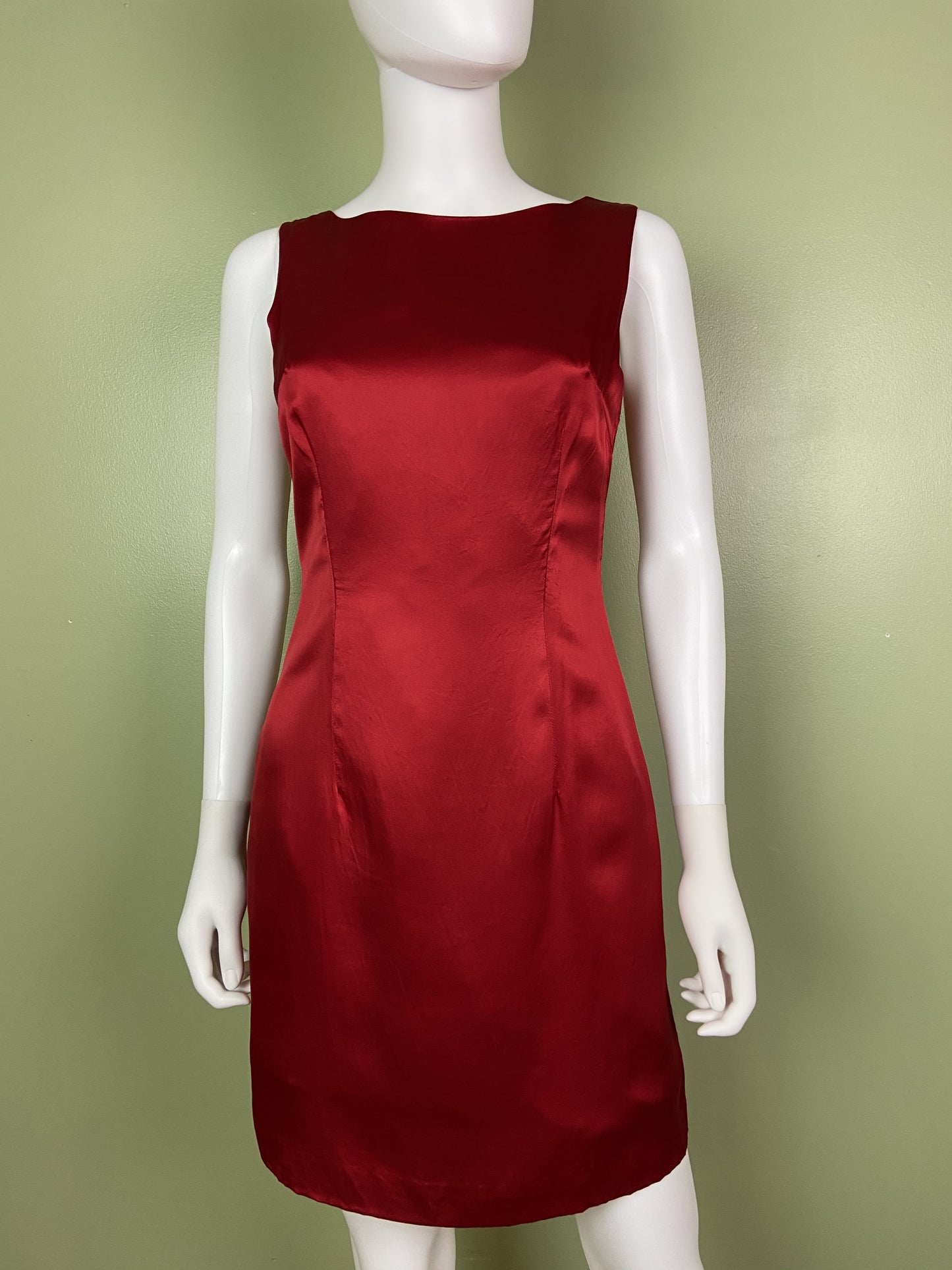 Vintage Red Silk Fitted Sheath Dress
