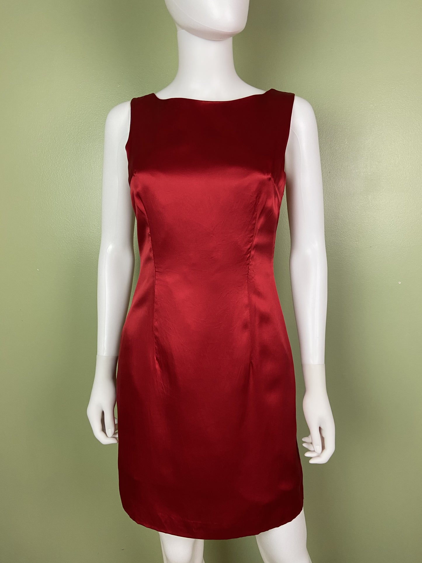 Vintage Red Silk Fitted Sheath Dress