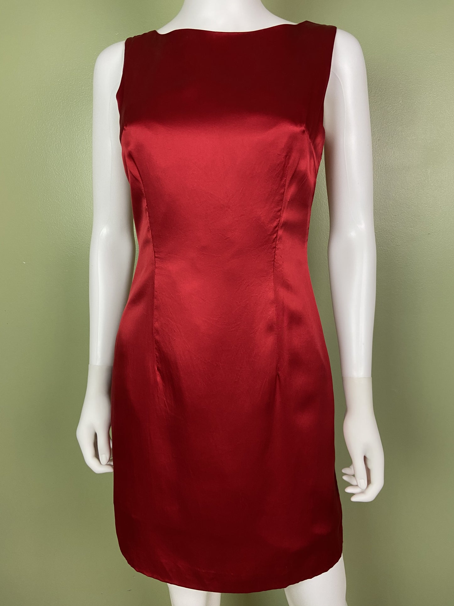 Vintage Red Silk Fitted Sheath Dress