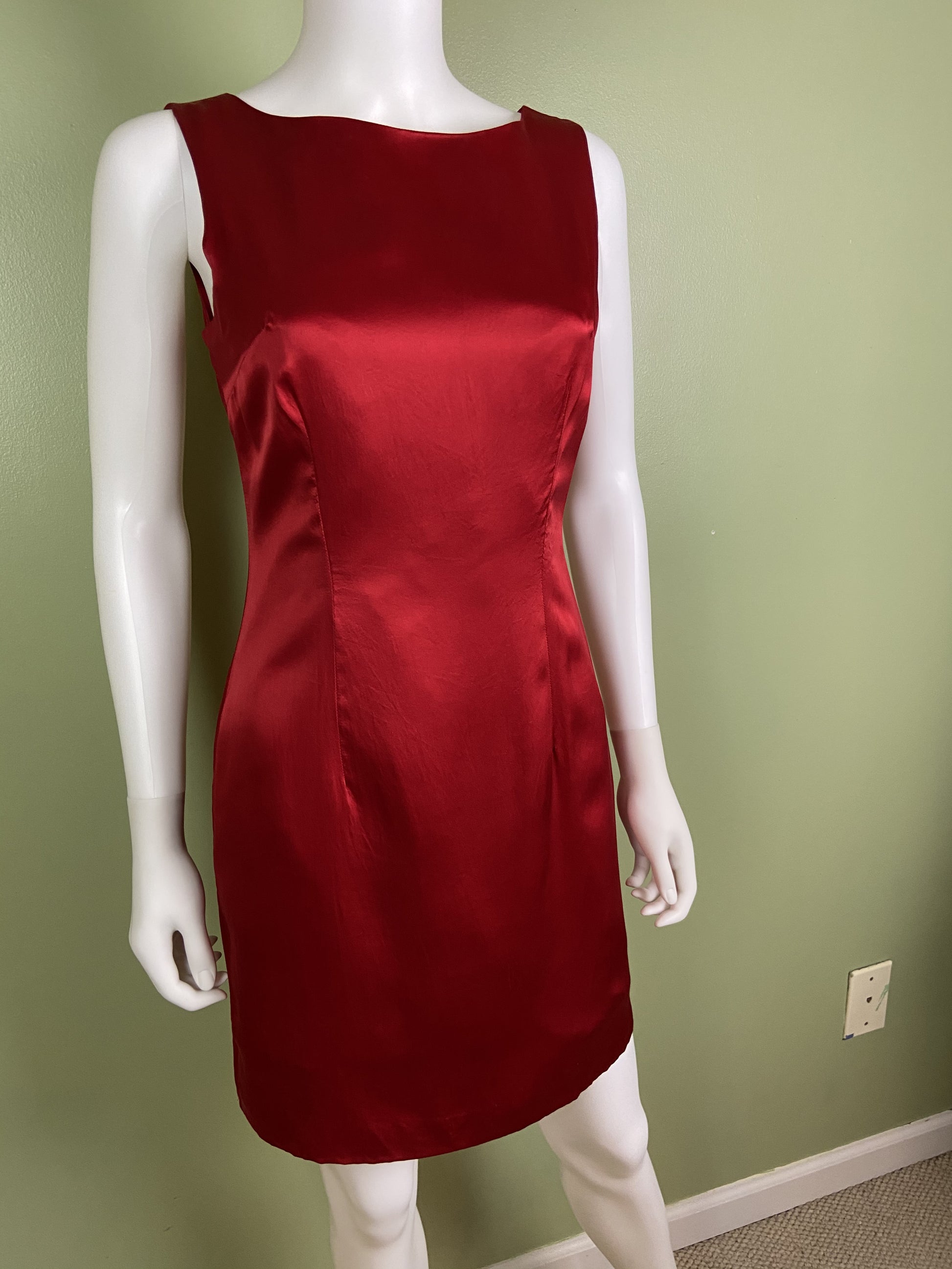 Vintage Red Silk Fitted Sheath Dress Abby Essie