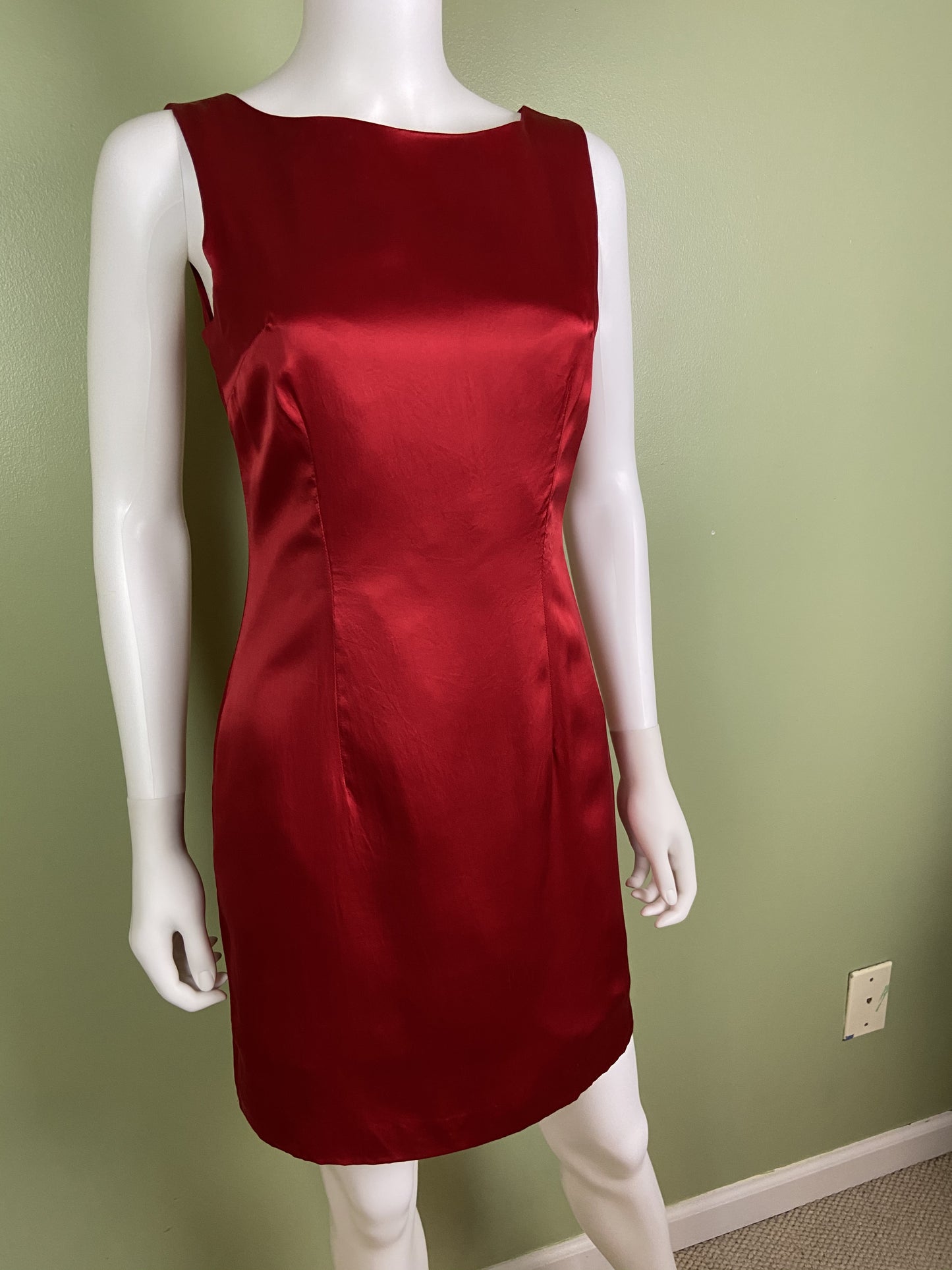 Vintage Red Silk Fitted Sheath Dress