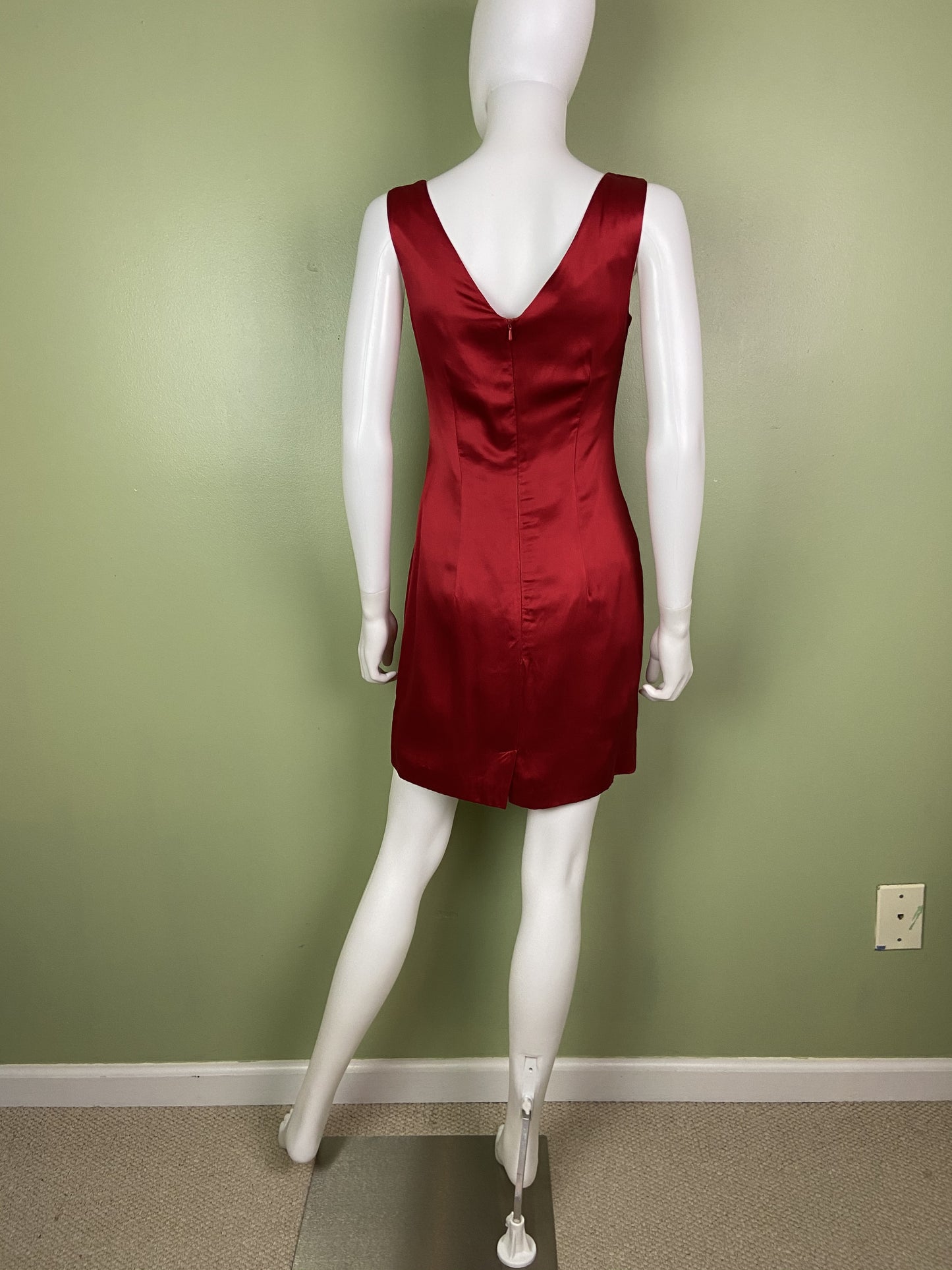 Vintage Red Silk Fitted Sheath Dress