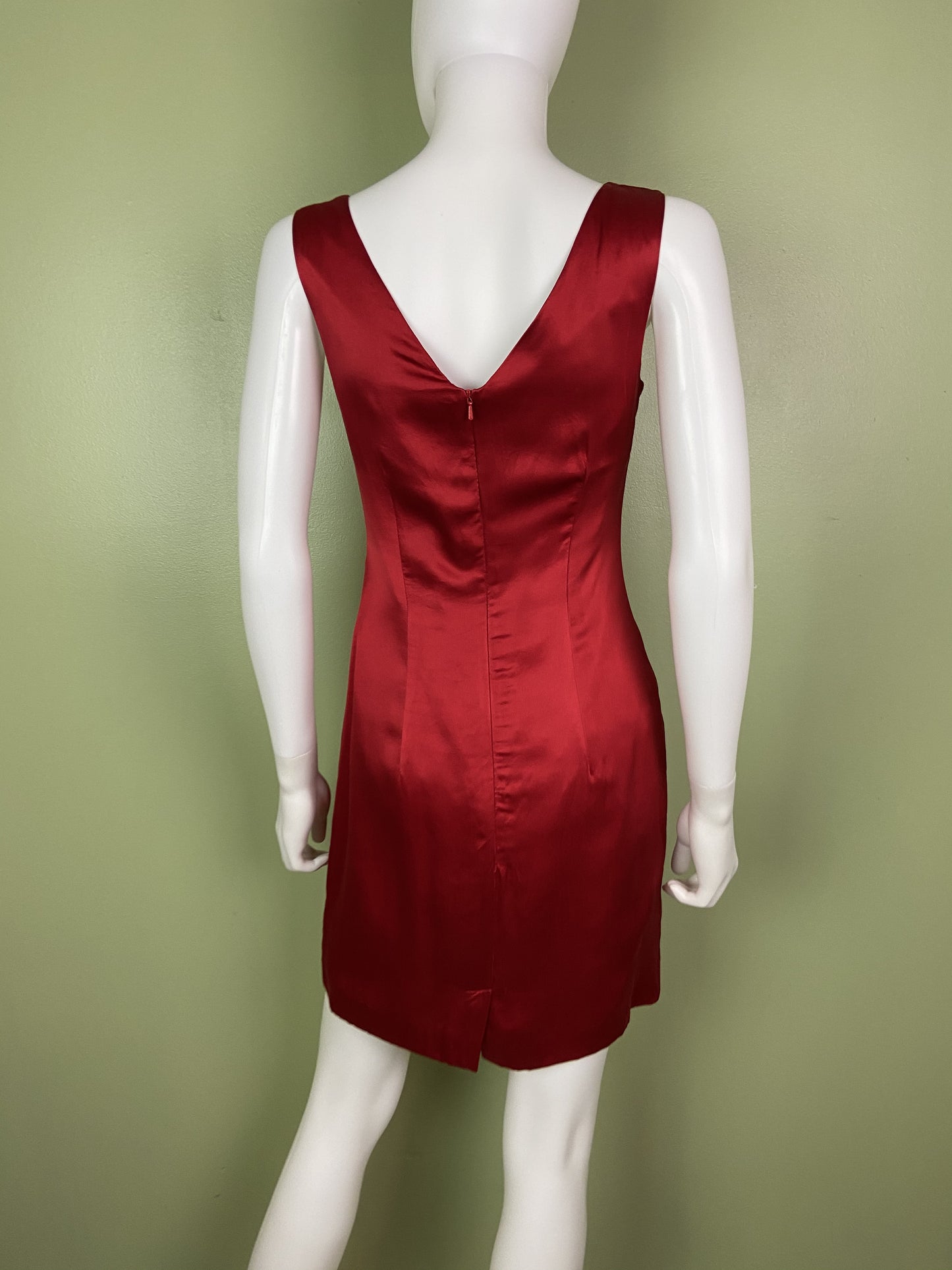 Vintage Red Silk Fitted Sheath Dress