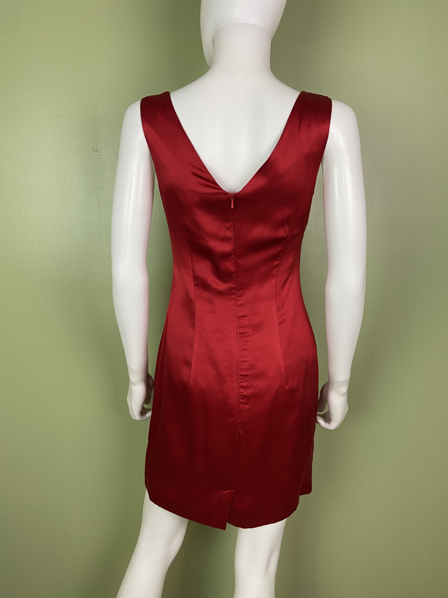 Vintage Red Silk Fitted Sheath Dress