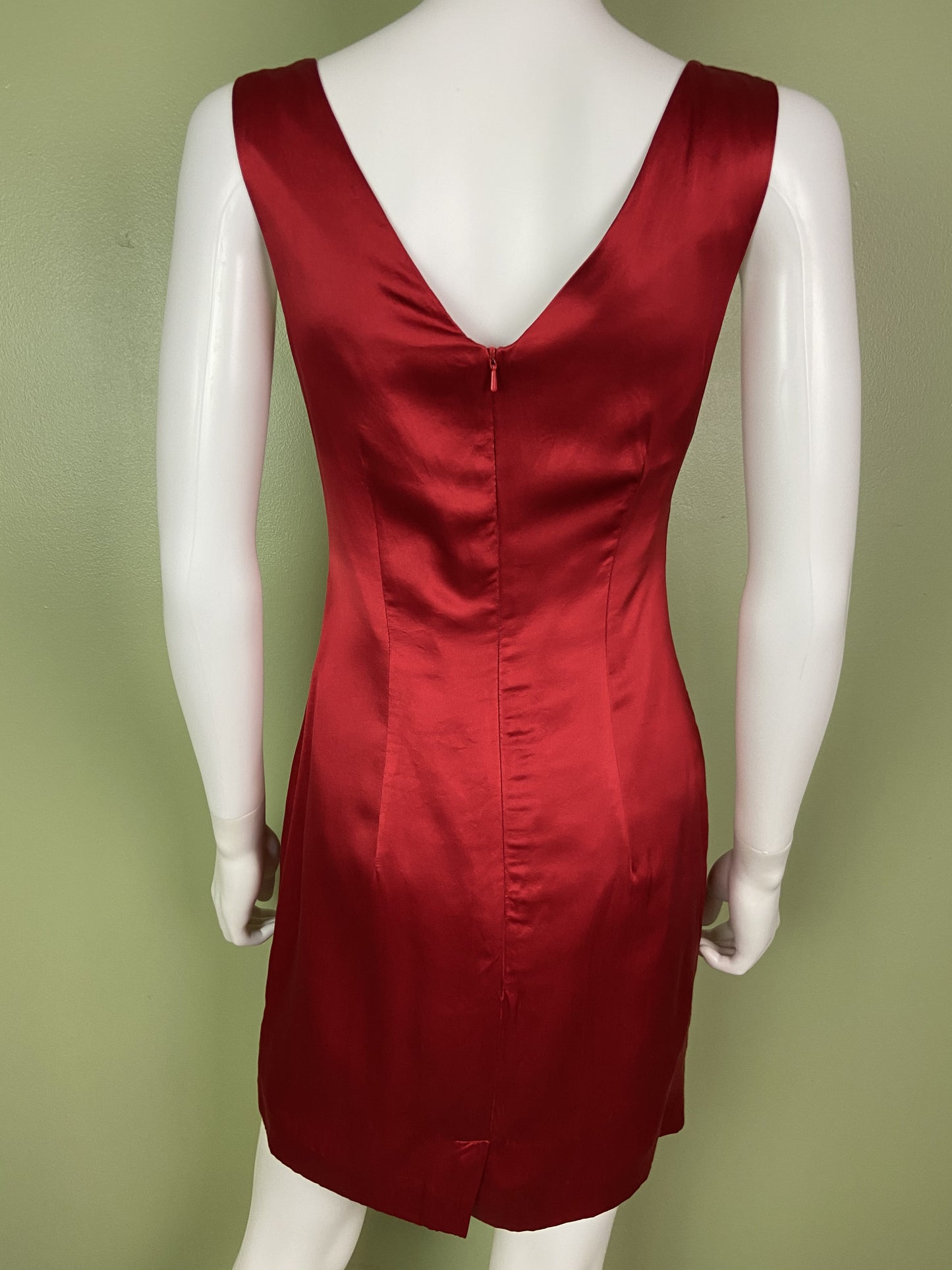 Vintage Red Silk Fitted Sheath Dress
