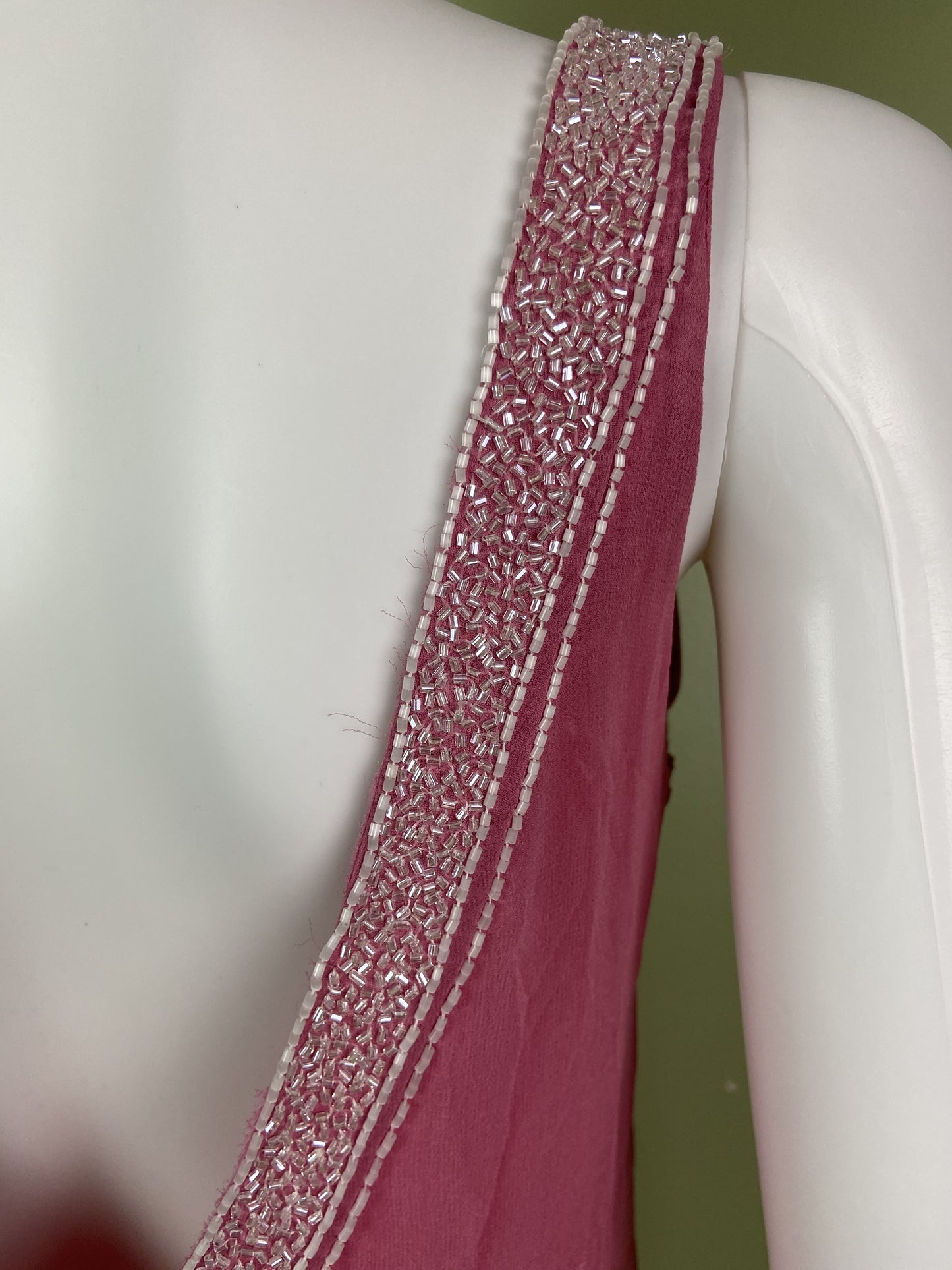 Pink Silk Beaded Sequin Tank Top