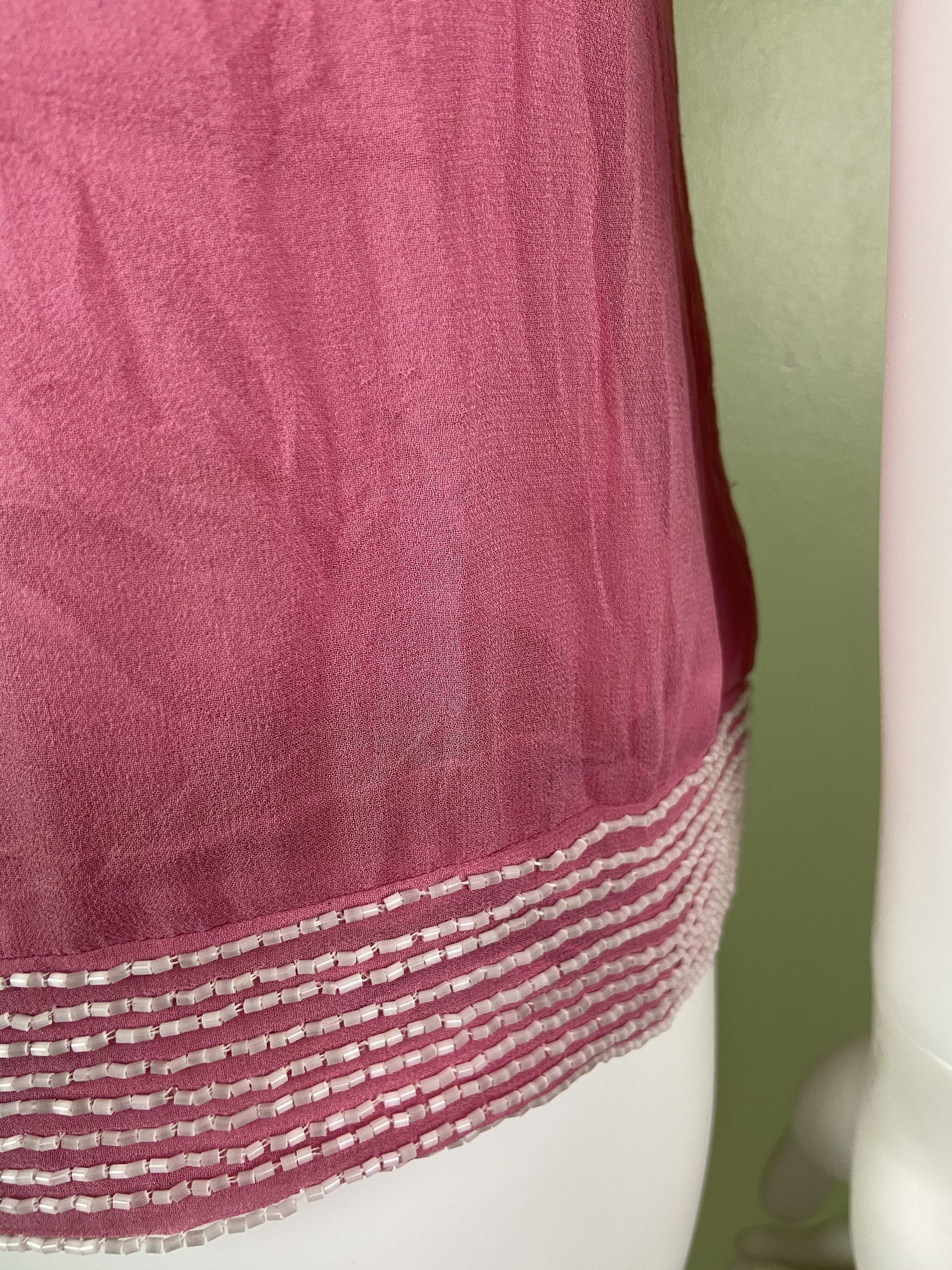 Pink Silk Beaded Sequin Tank Top Abby Essie