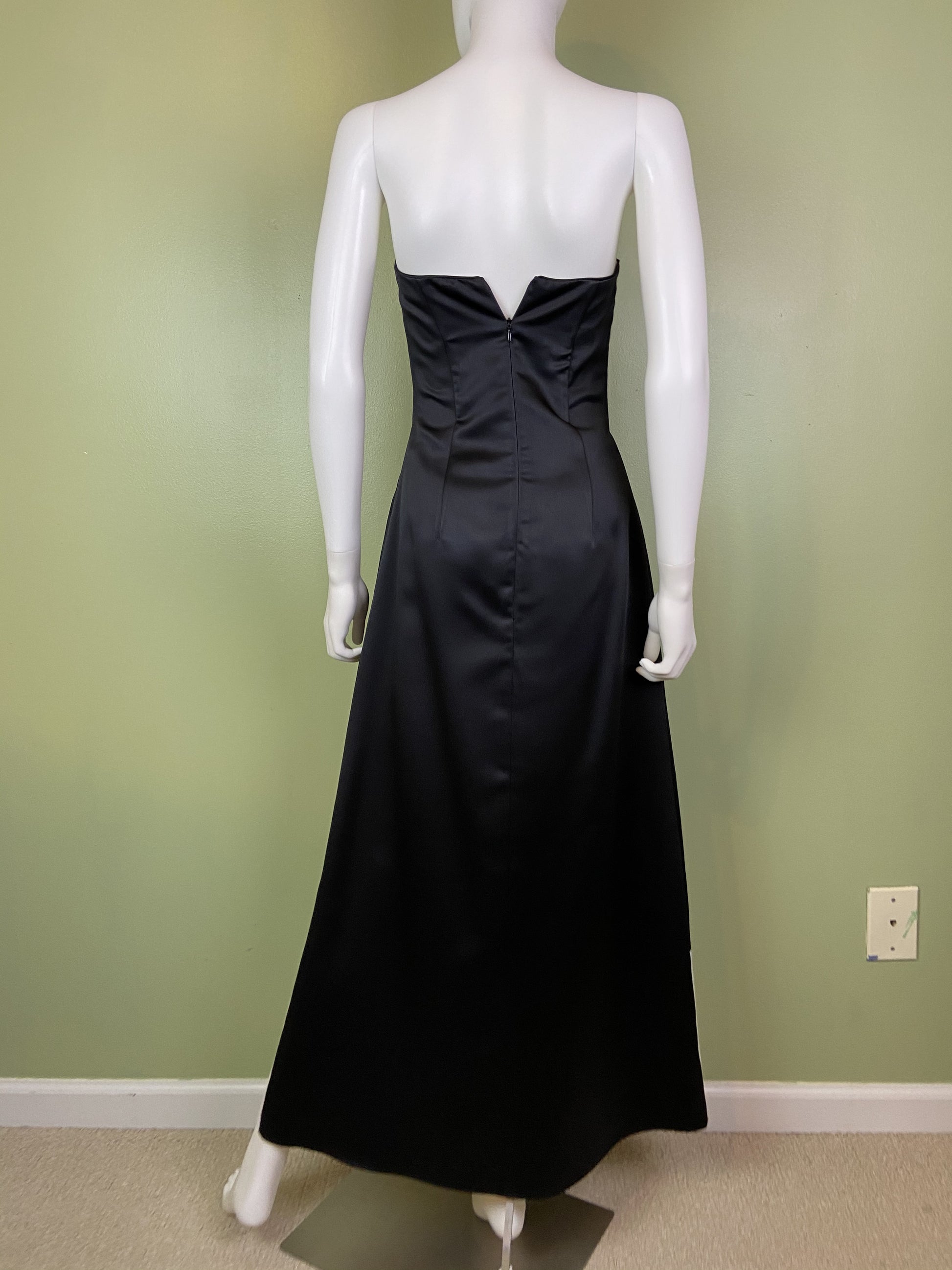 Vintage Satin Black White Checkerboard Tuxedo Gown Abby Essie