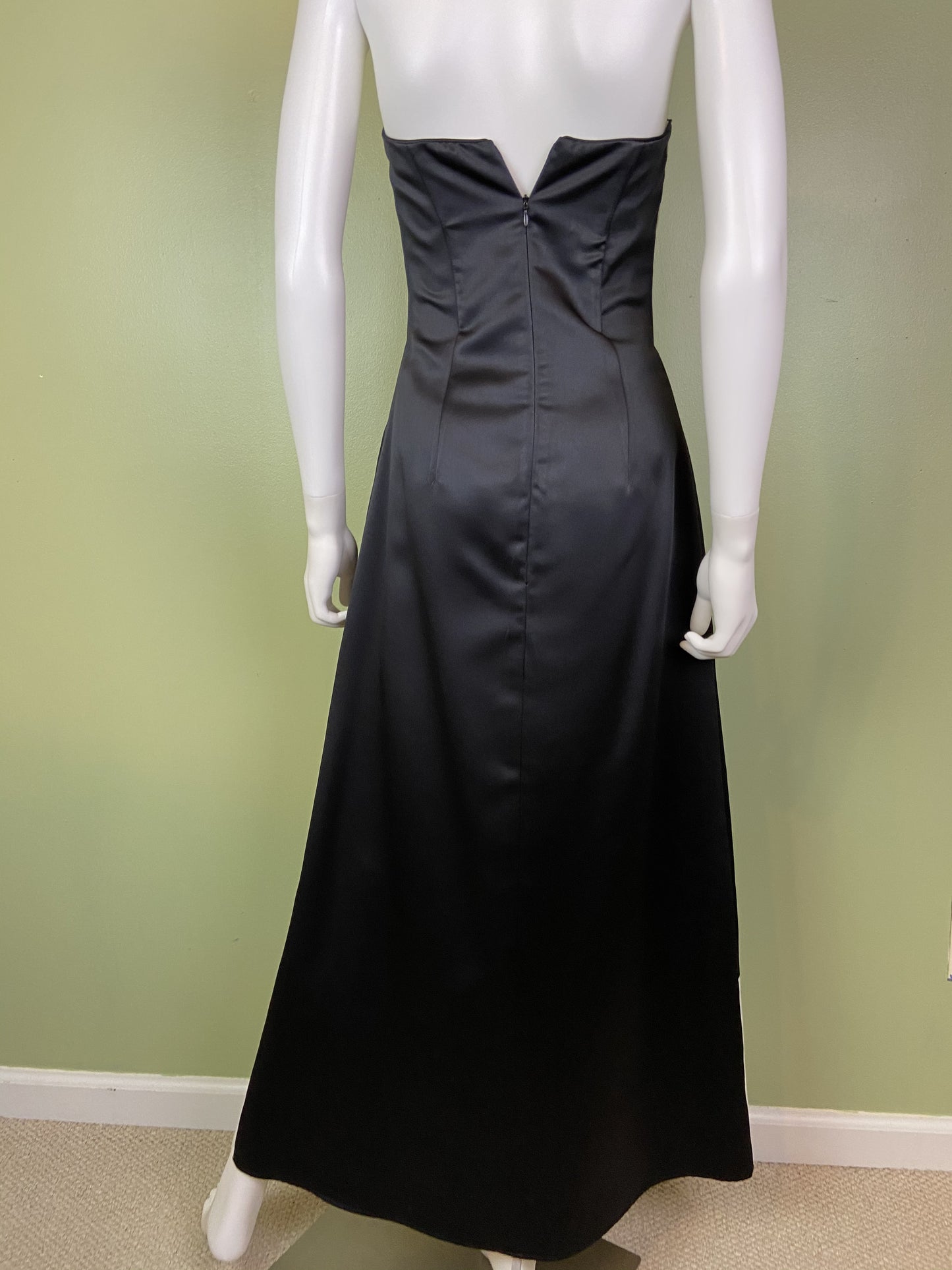 Vintage Satin Black White Checkerboard Tuxedo Gown
