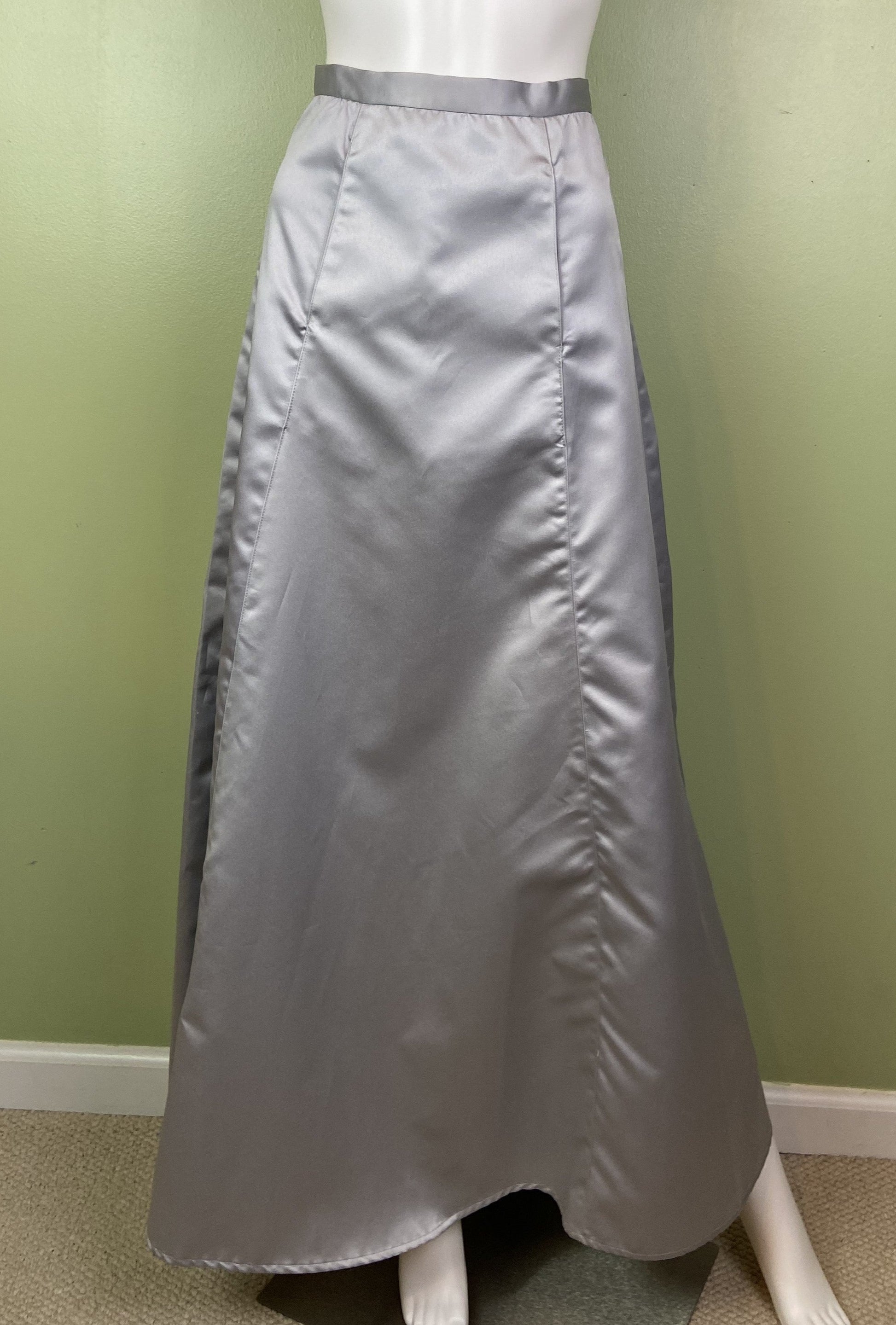 Vintage Silver Satin Tuxedo A-Line Maxi Skirt Abby Essie