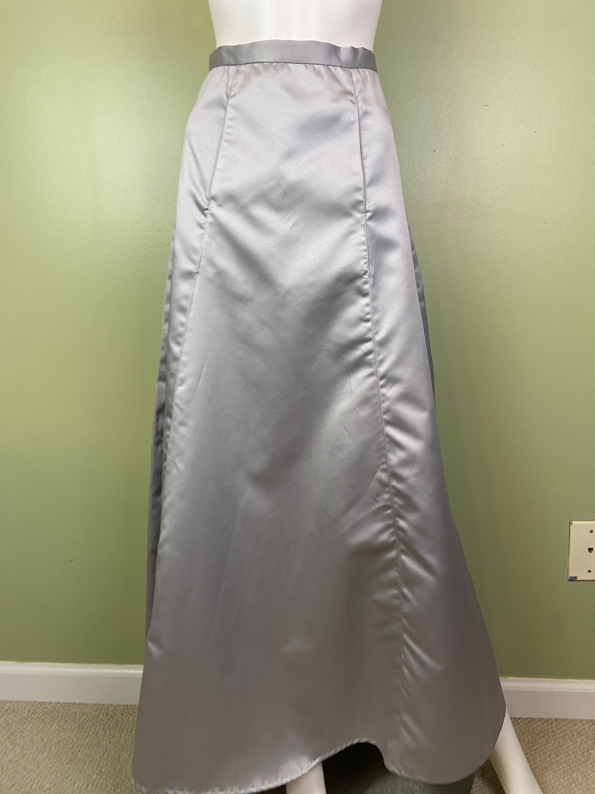 Vintage Silver Satin Tuxedo A-Line Maxi Skirt Abby Essie