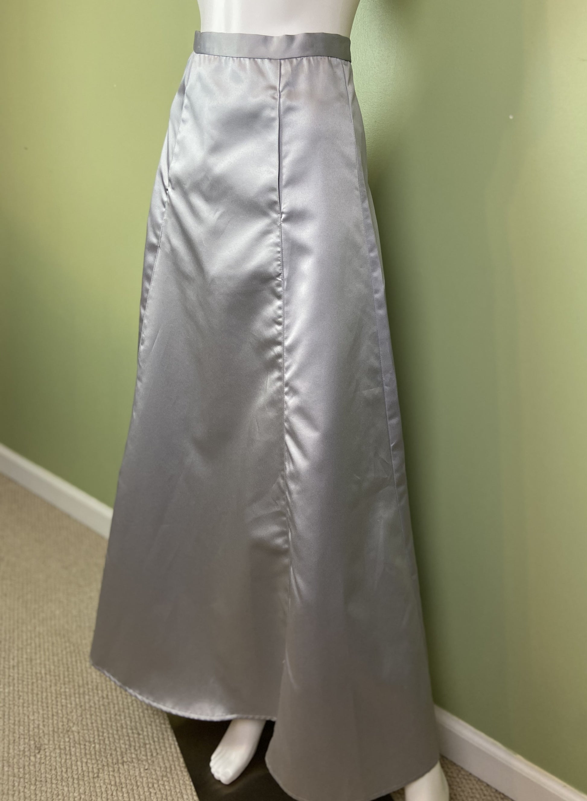 Vintage Silver Satin Tuxedo A-Line Maxi Skirt Abby Essie