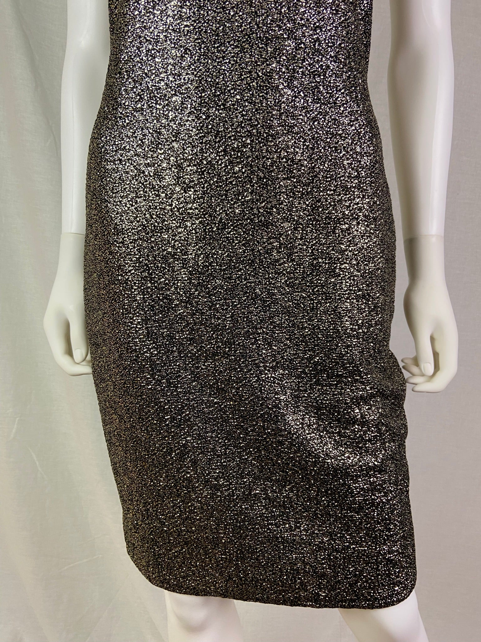 One Clothing Gold Silver Pewter Black Foil Stretch Cocktail Dress ABBY ESSIE STUDIOS