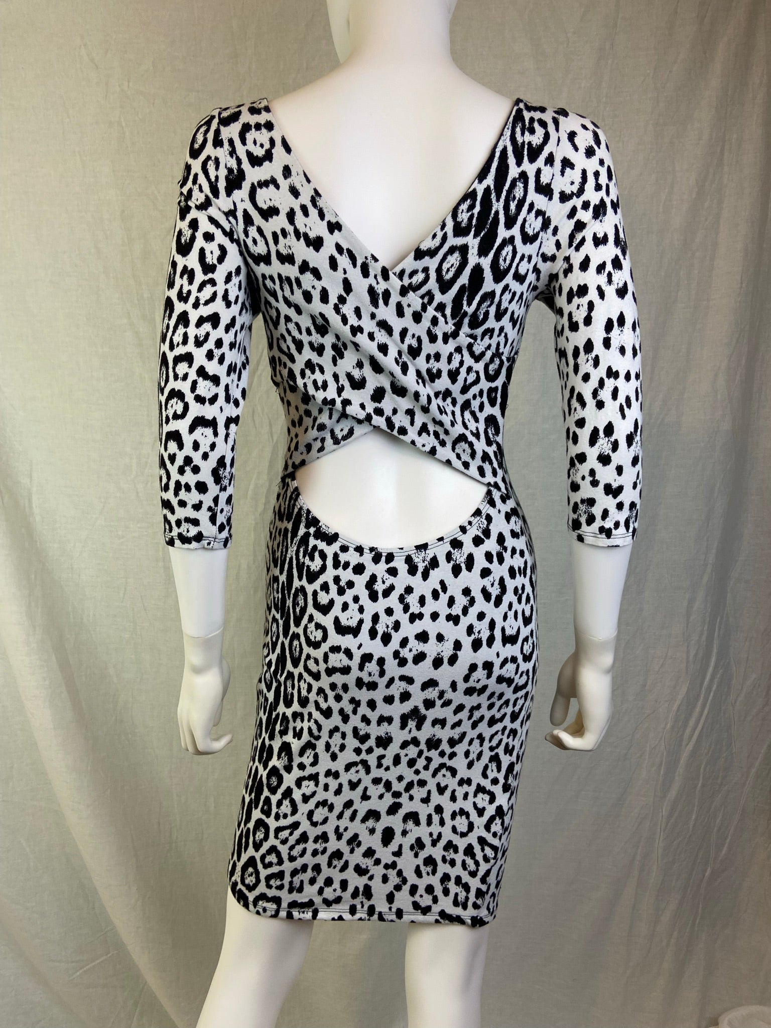 Arden B White Black Leopard Animal Print Crossback Dress ABBY ESSIE STUDIOS