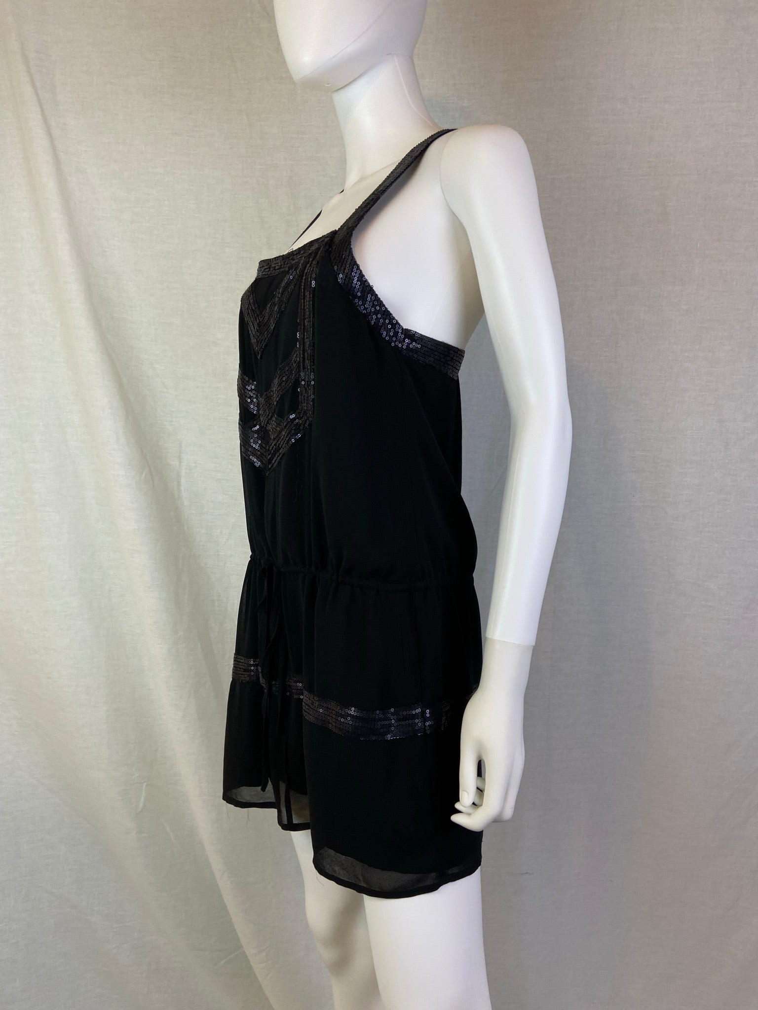 Ark & Co Black Sequin Halter romper Tunic Dress Top ABBY ESSIE STUDIOS