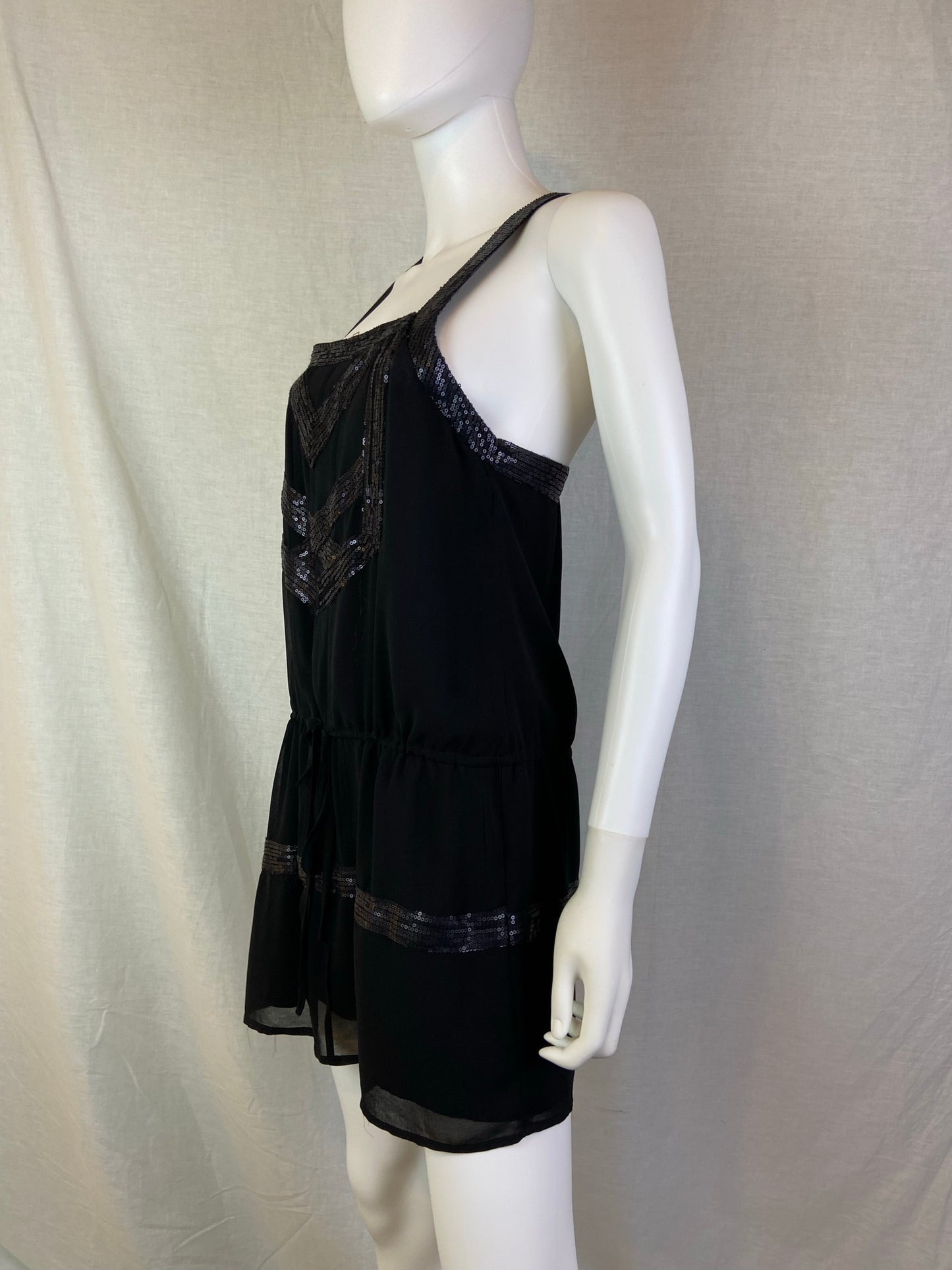 Ark & Co Black Sequin Halter romper Tunic Dress Top ABBY ESSIE STUDIOS